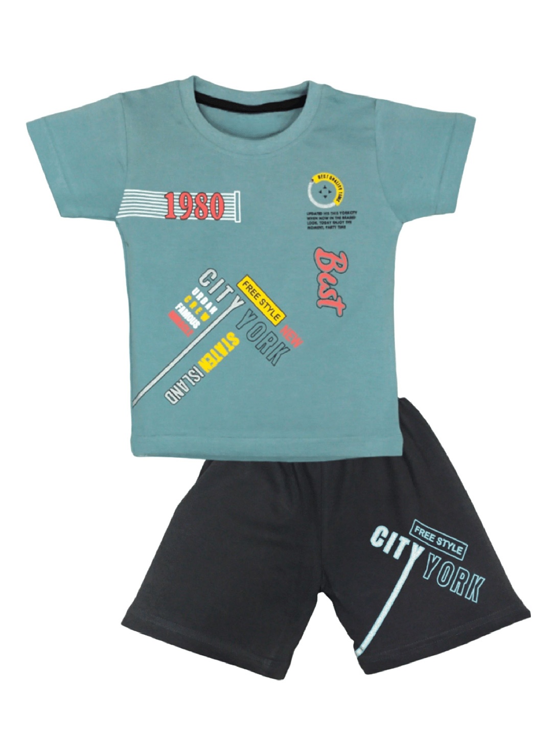

BAESD Infant Kids Printed Pure Cotton T-shirt with Shorts, Sea green
