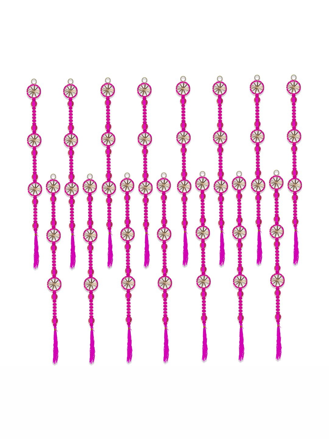 

iHandikart Pink 15 Pieces Beads With Gotta Patti Hanging String