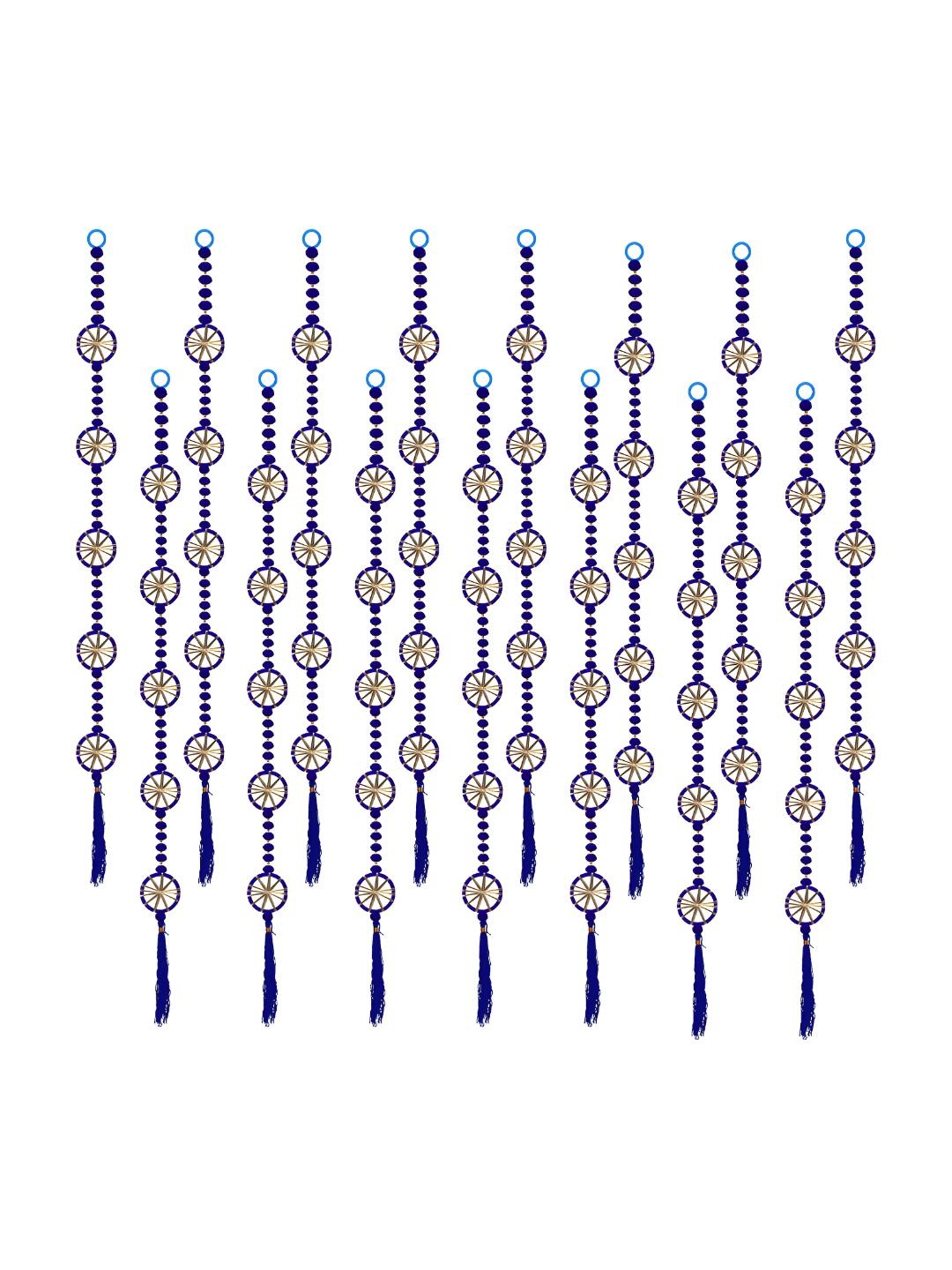 

iHandikart Blue 15 Pieces Beads With Gotta Patti Wall Decor Hanging String