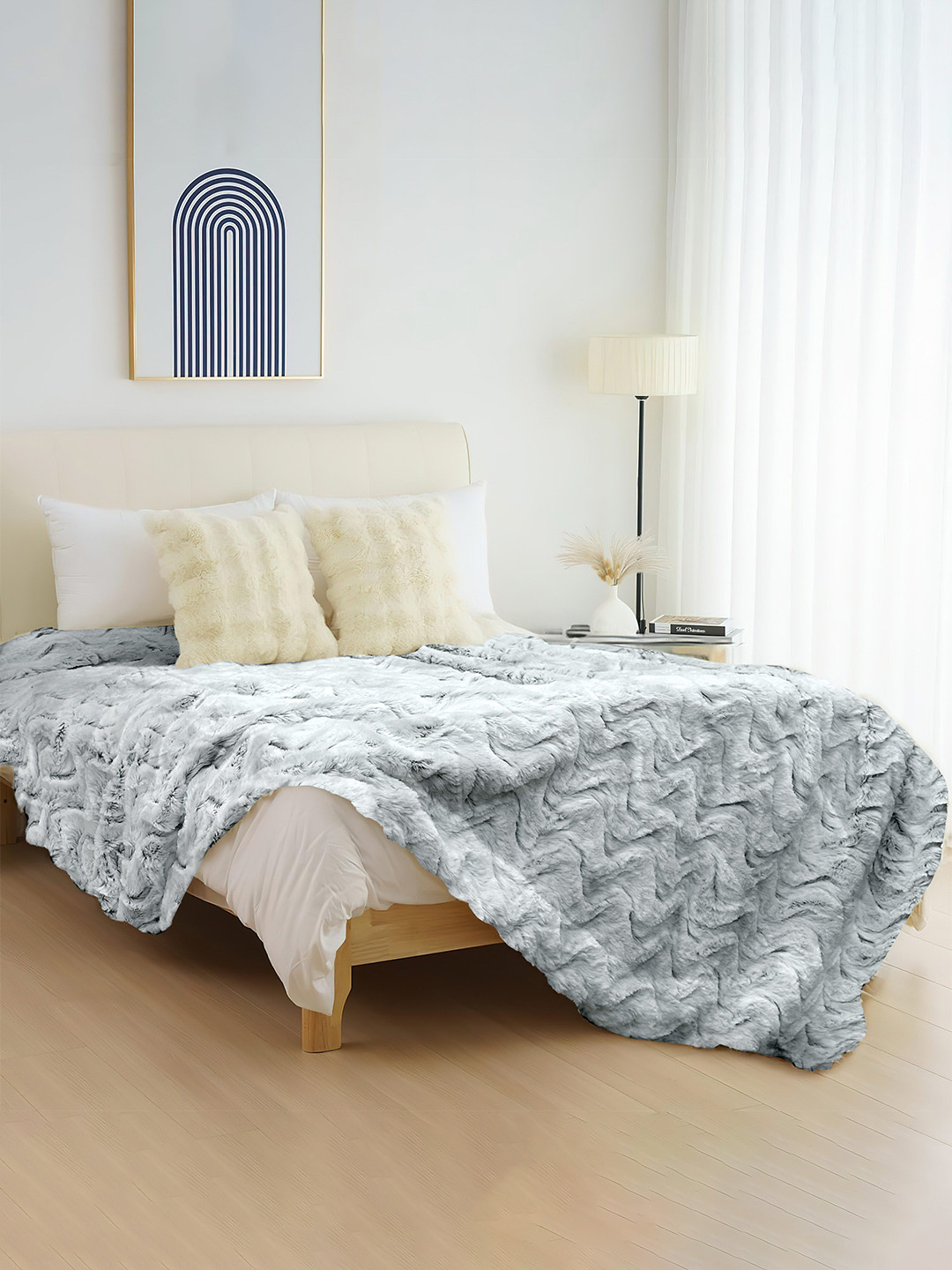 

Cortina Grey Fur AC Room Single Bed Blanket