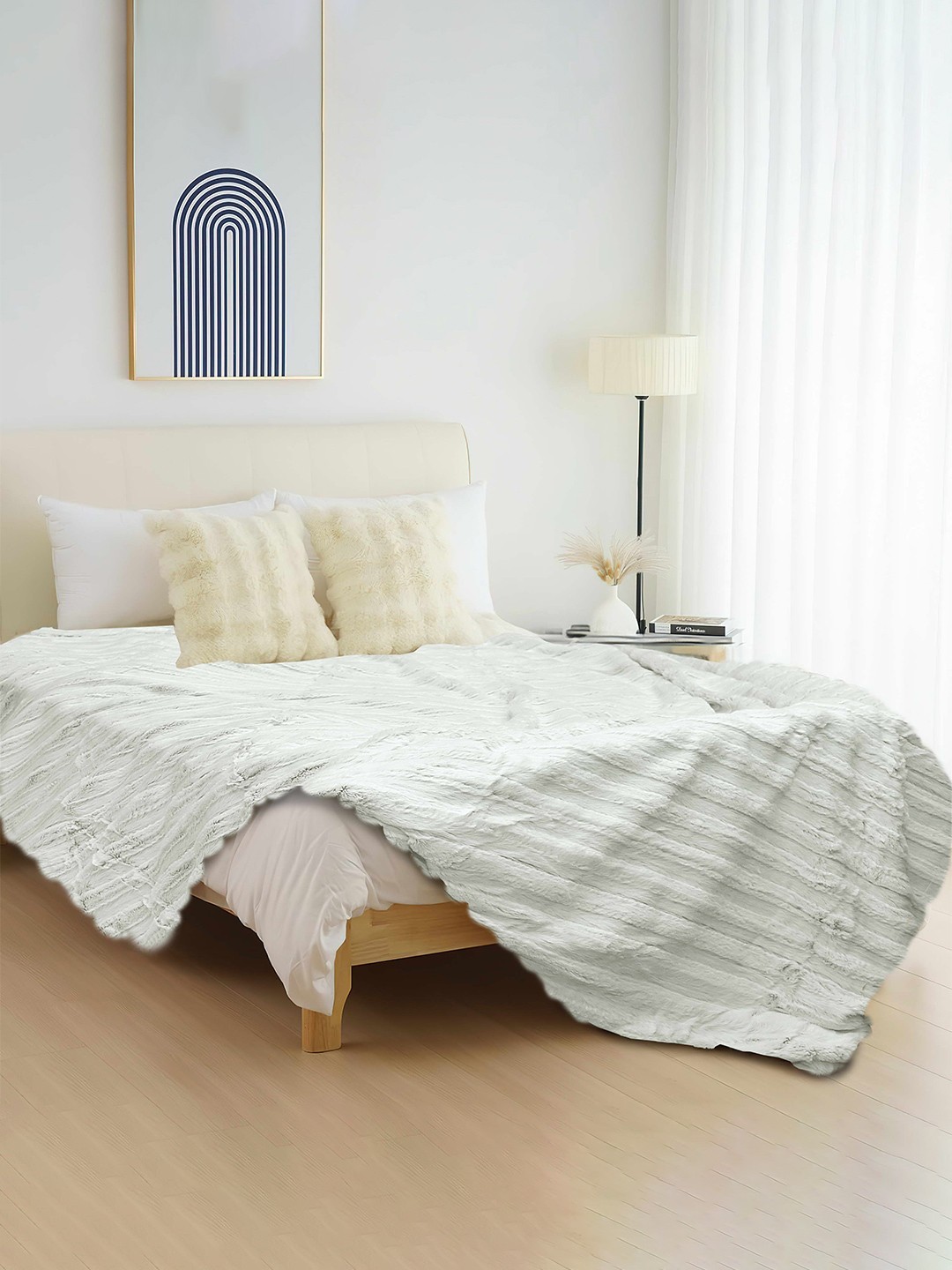 

Cortina Grey AC Room Rabbit Fur Twin Double Bed Blanket