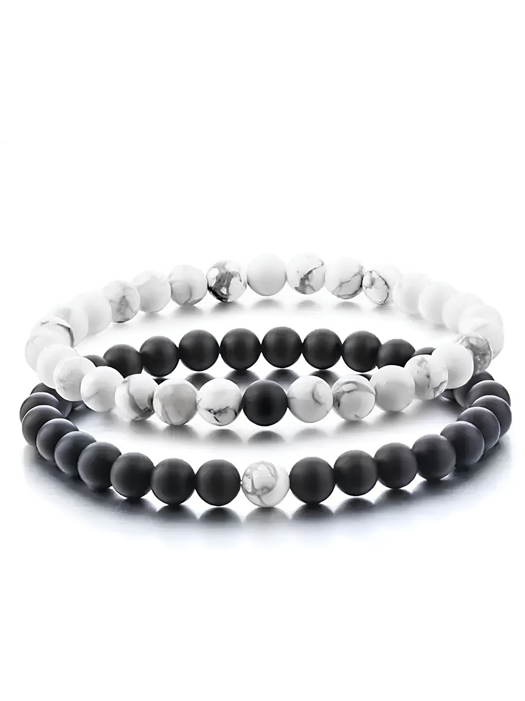 

KARISHMA KREATIONS Beaded Elasticated Couple Bracelet, White