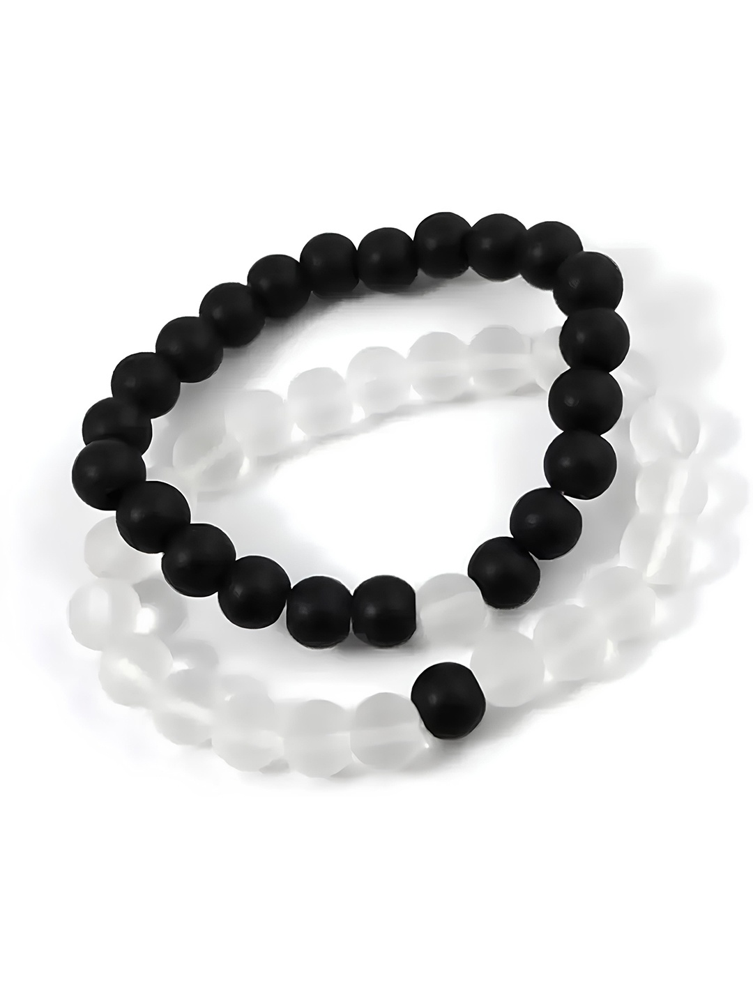 

KARISHMA KREATIONS Unisex Set Of 2 Beaded Elasticated Bracelet, White