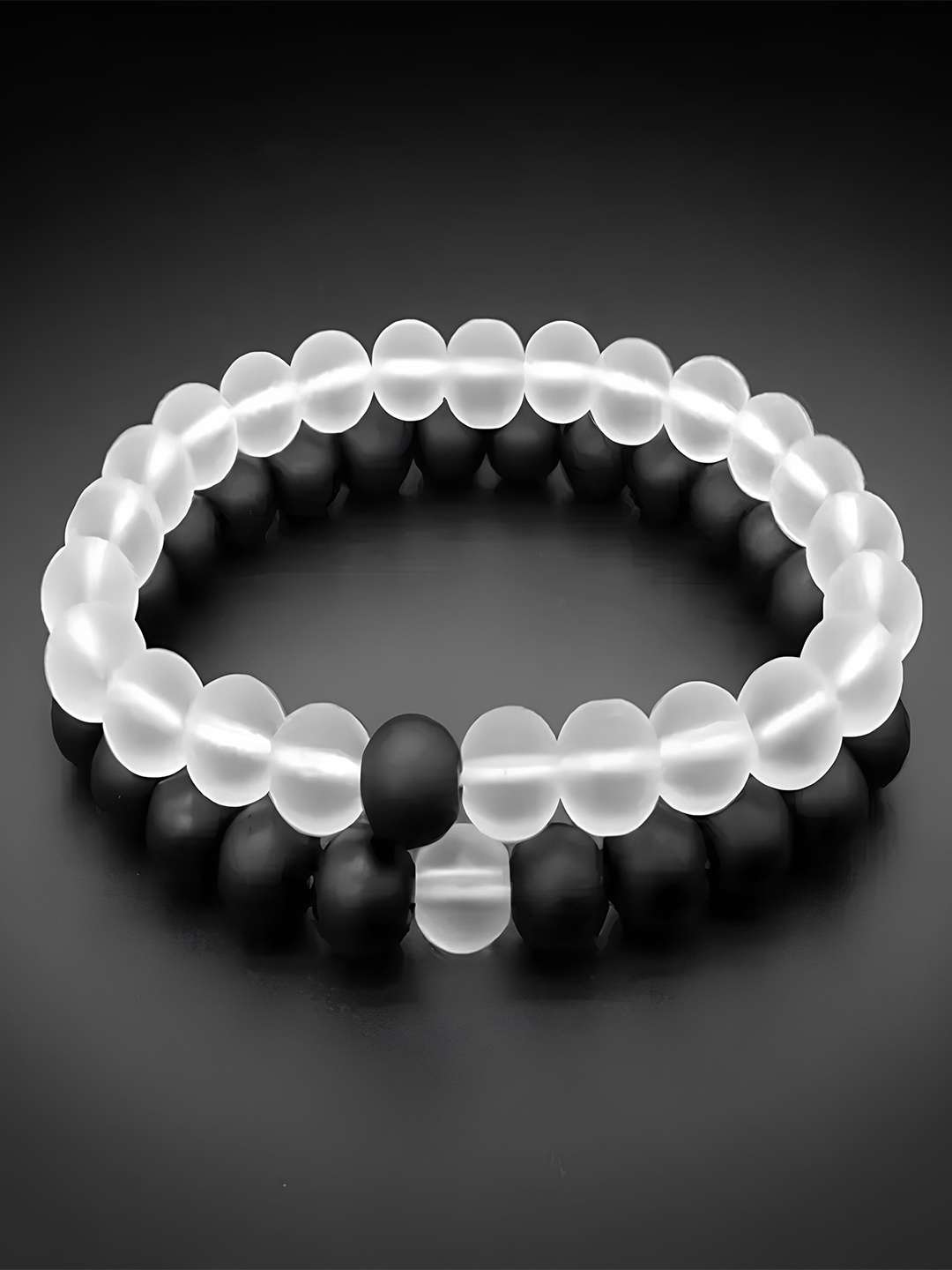 

KARISHMA KREATIONS Unisex Set Of 2 Elasticated Bracelet, White