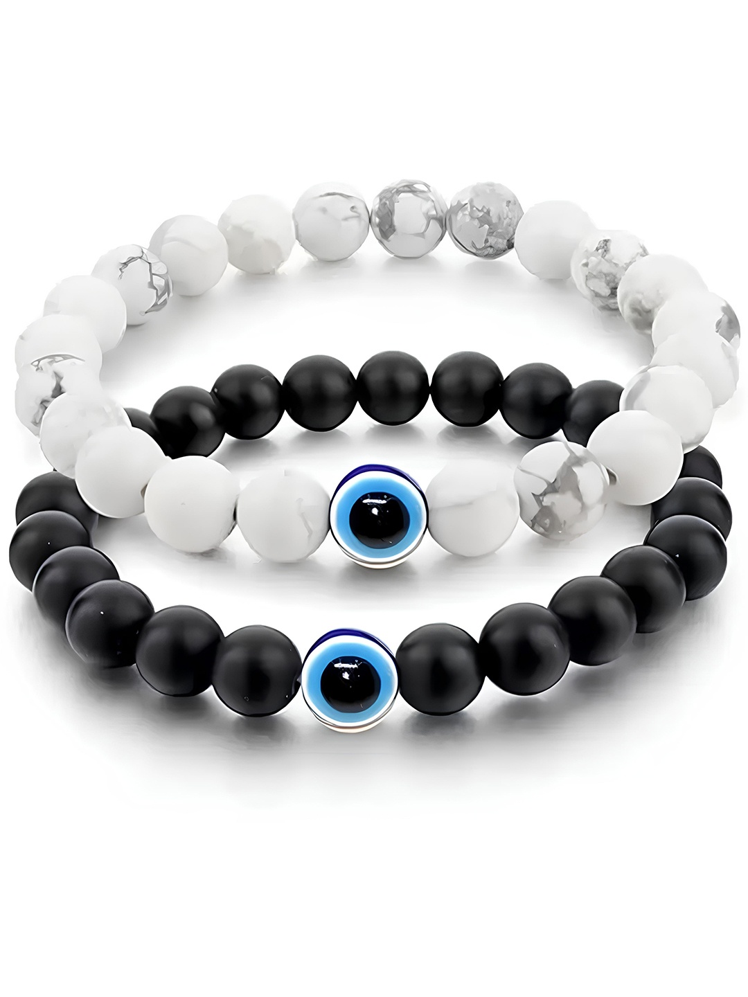 

KARISHMA KREATIONS Unisex Evil Eye Artificial Beads Bracelet, White