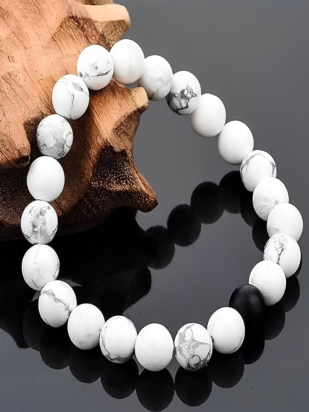 

KARISHMA KREATIONS Unisex Set Of 2 Beaded Strechable & Adjustable Couple Bracelets, White