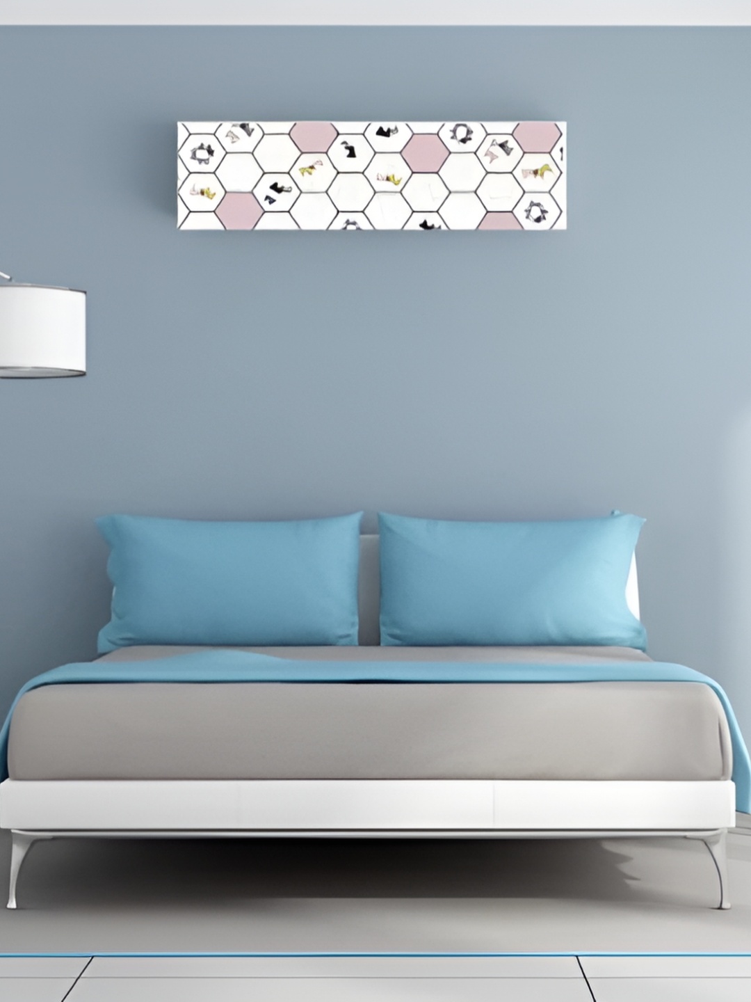 

DECOR VATIKA White & Pink Hexagon Printed AC Cover
