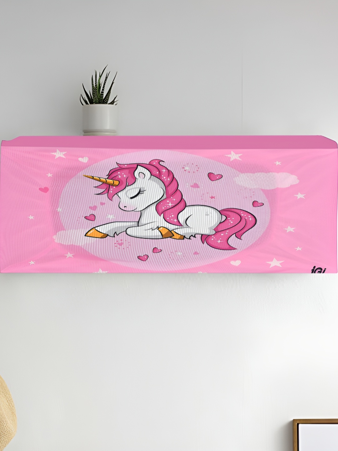 

DECOR VATIKA White & Pink Printed AC Appliance cover