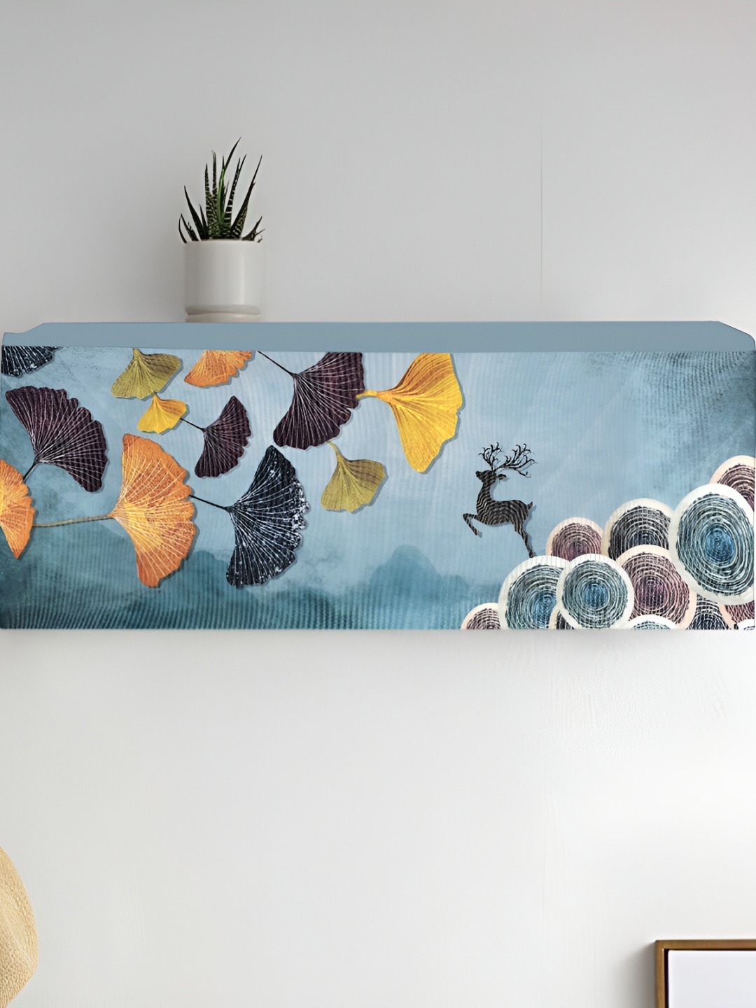

DECOR VATIKA Blue & Grey Printed AC Appliance cover