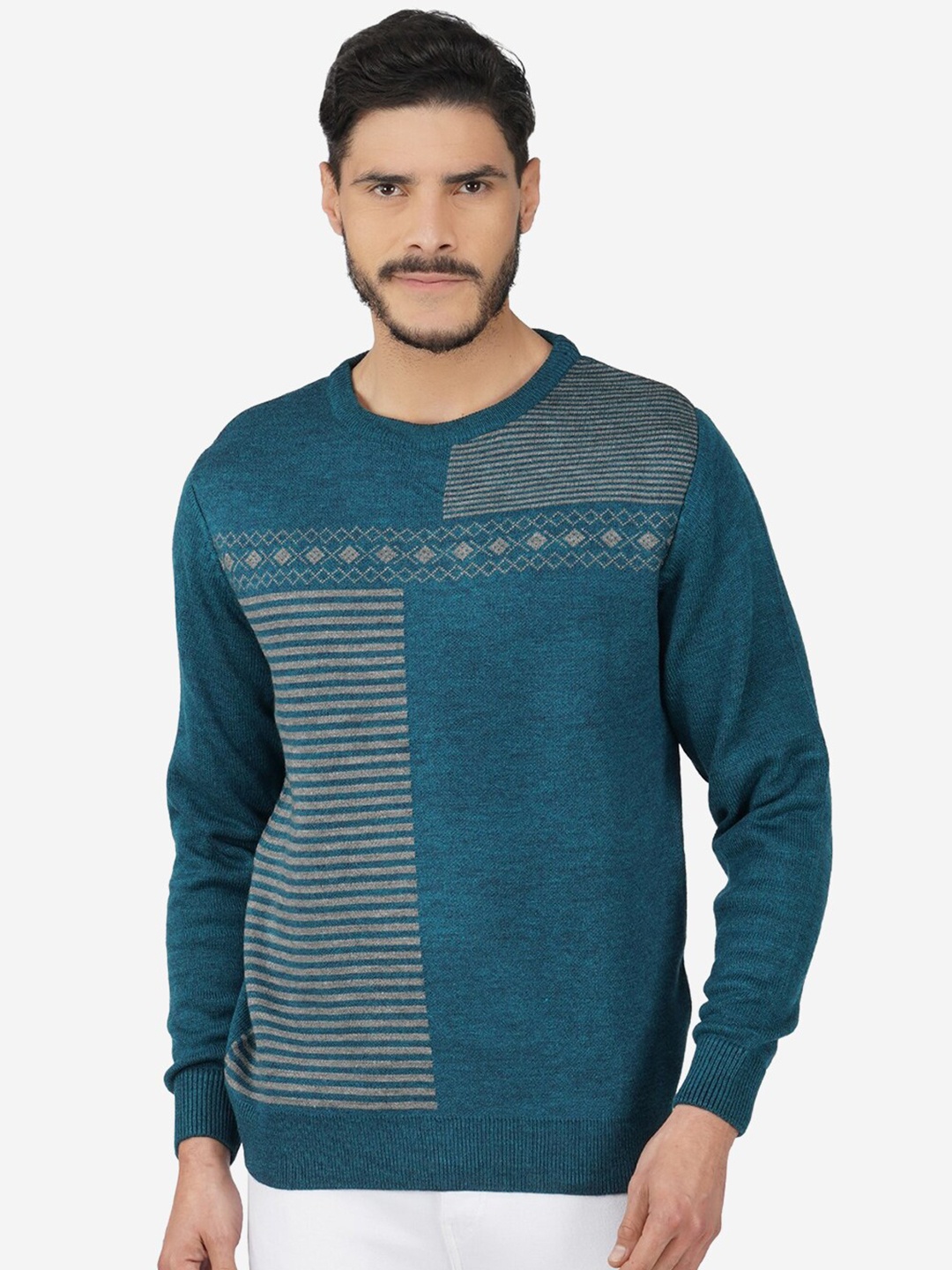 

INVICTUS Striped Acrylic Pullover, Blue