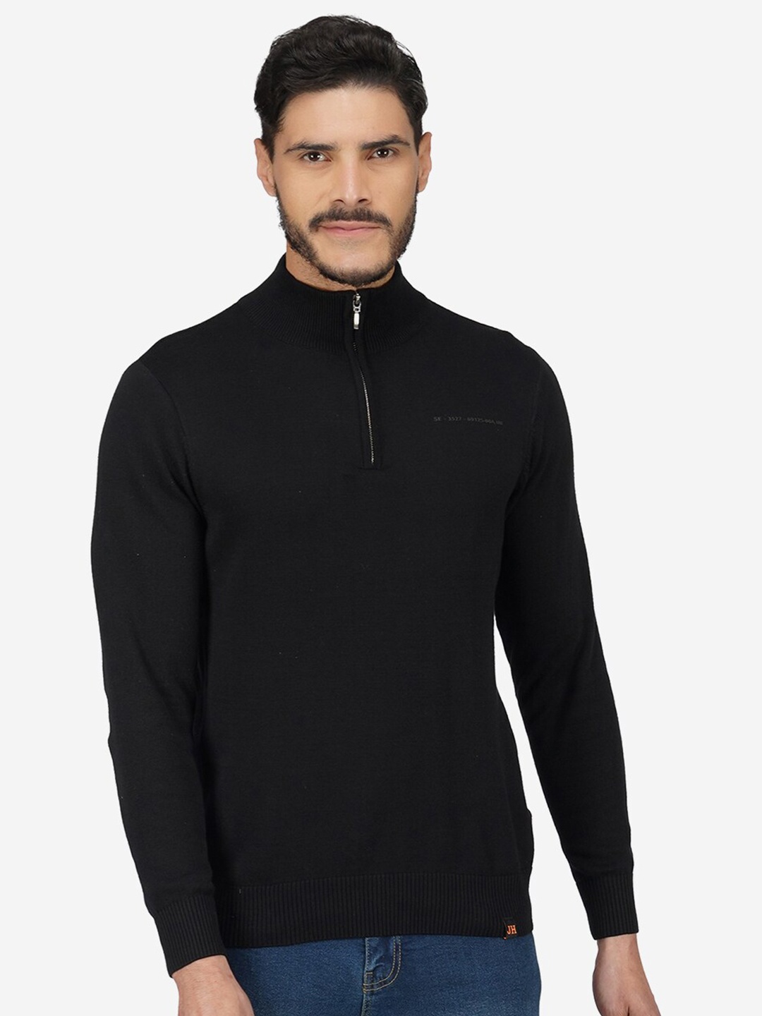 

INVICTUS Mock Collar Cotton Pullover, Black