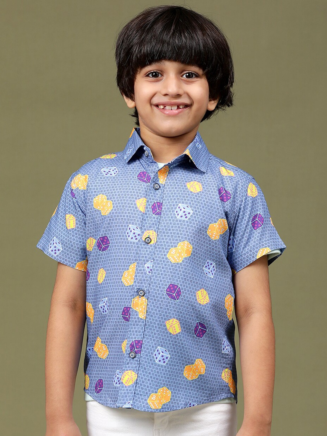 

TALES & STORIES Boys Conversational Printed Casual Shirt, Blue