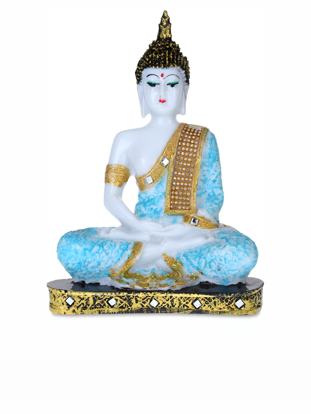 

GW CREATIONS White & Blue Marble Buddha Idol Showpiece