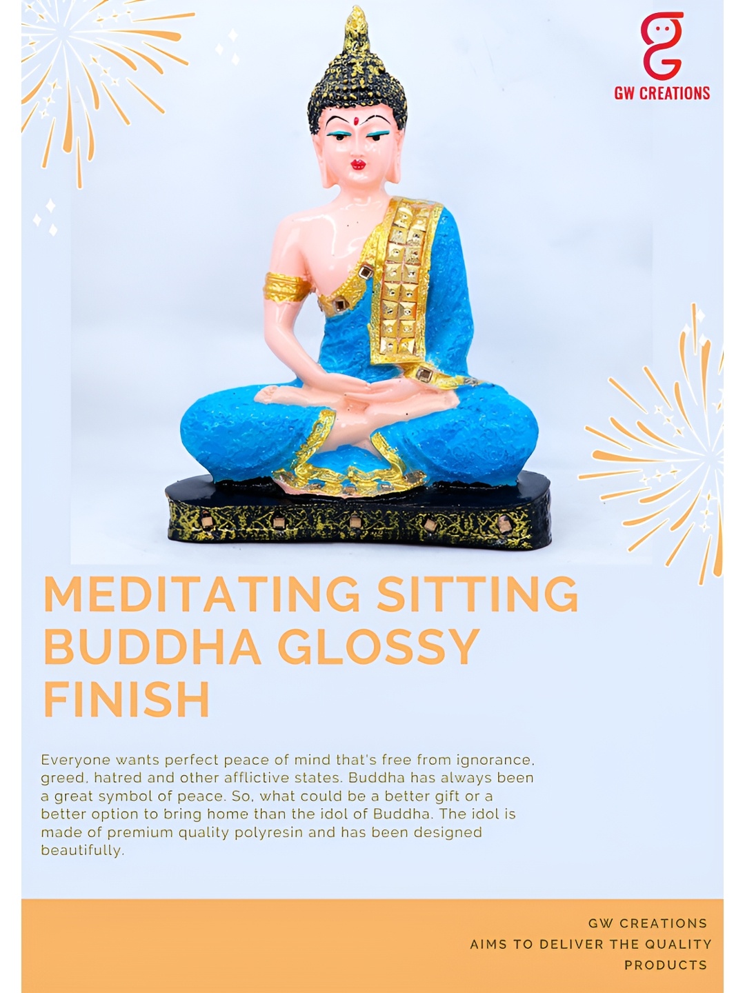 

GW CREATIONS Blue & Gold-Toned Buddha Idol Showpiece