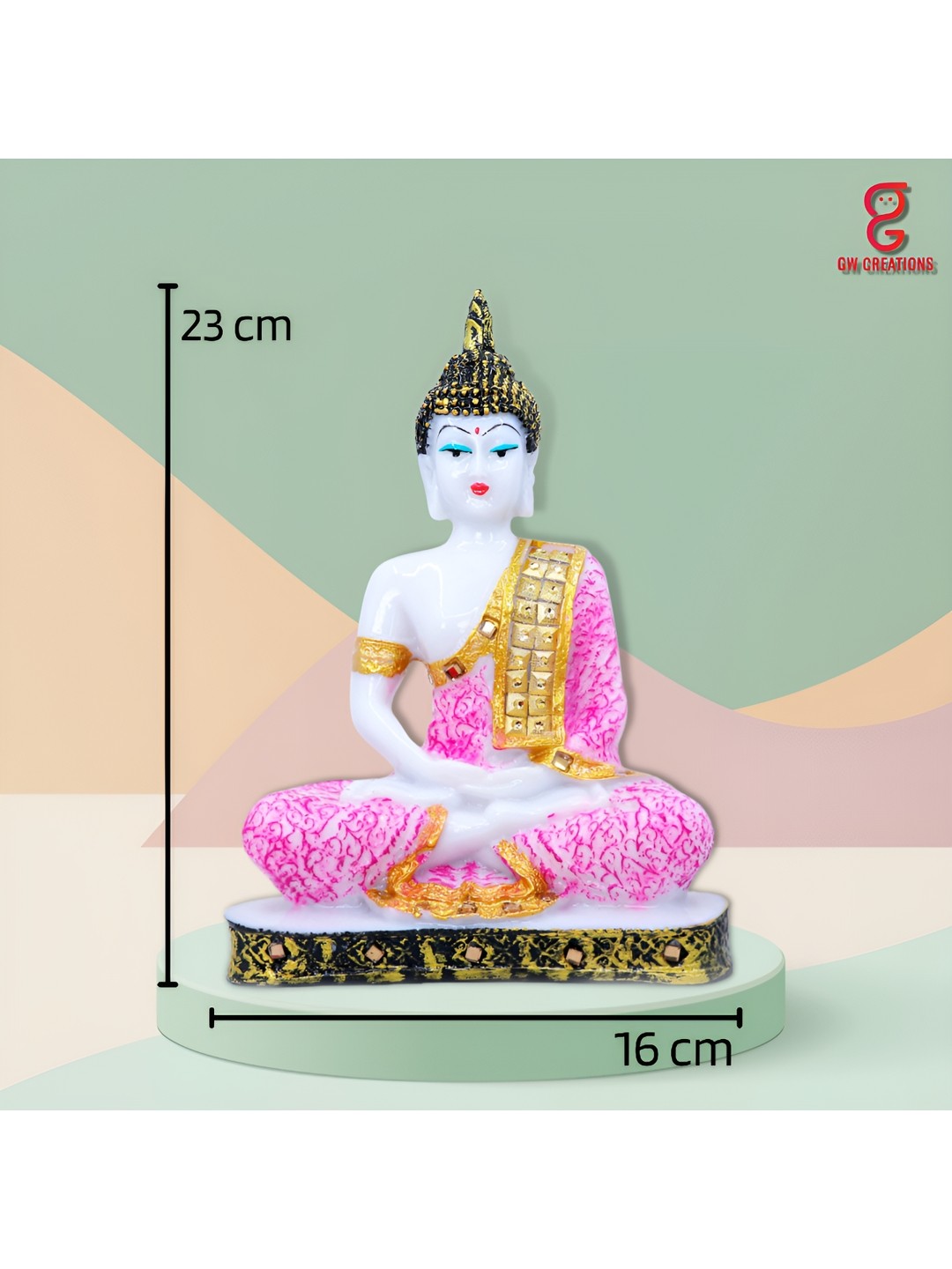

GW CREATIONS Pink & Gold-Toned Buddha Idol Showpiece