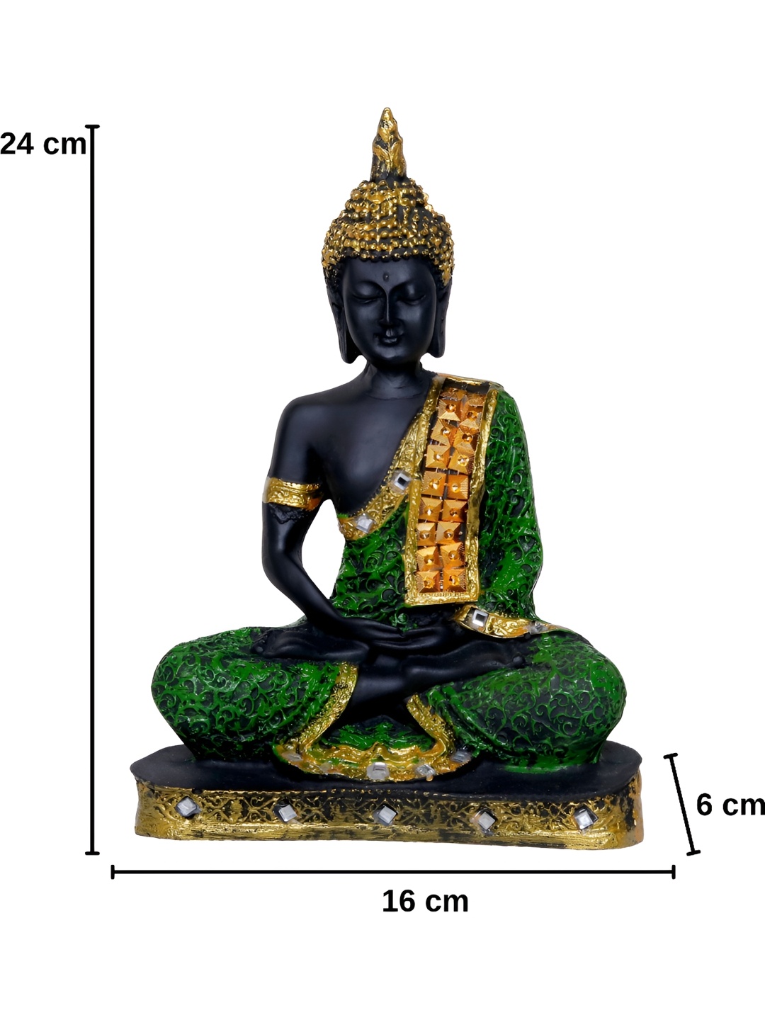 

GW CREATIONS Black & Green Buddha Idol Showpiece