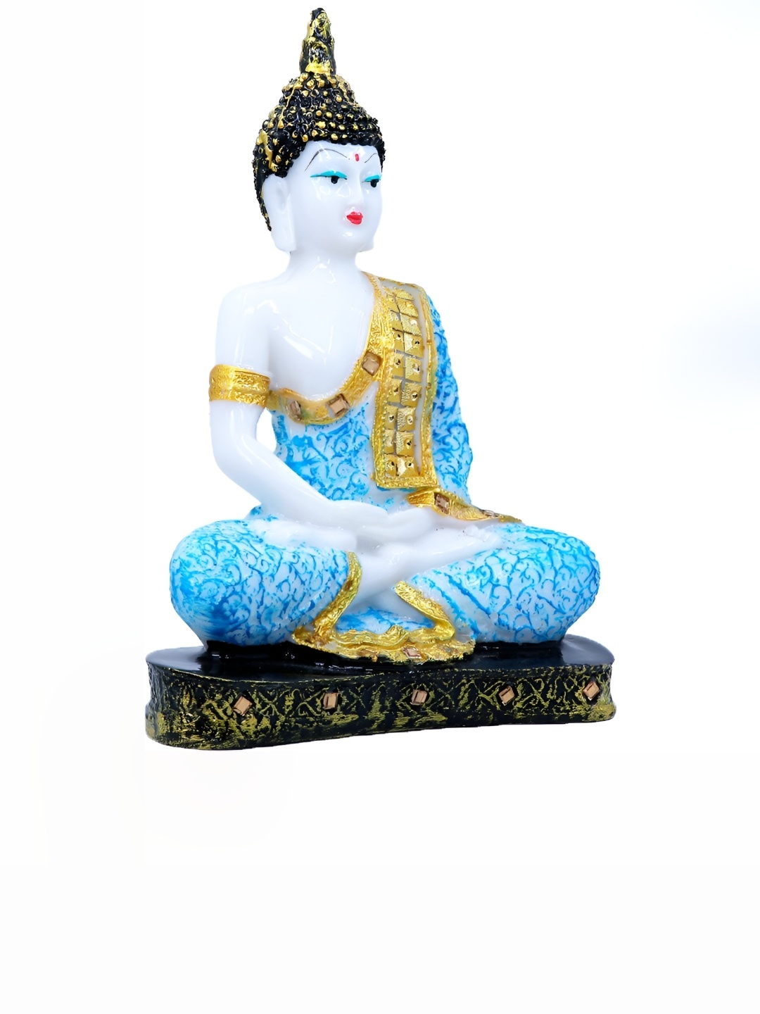 

GW CREATIONS White & Blue Marble Buddha Idol Showpiece
