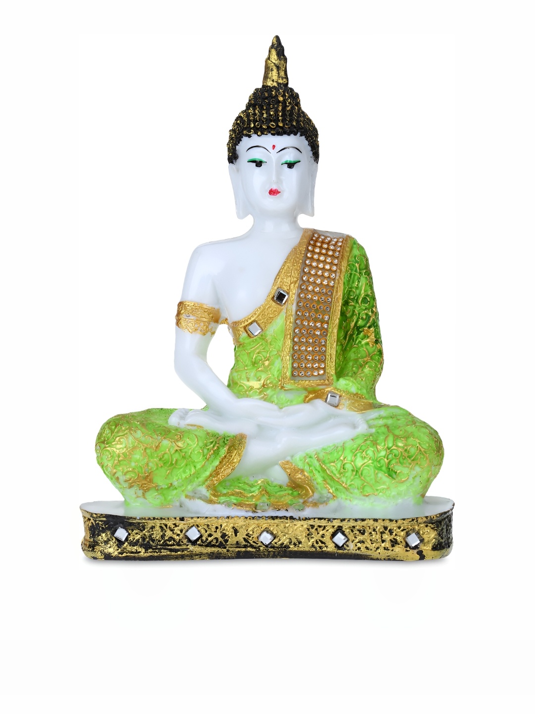 

GW CREATIONS Green & White Buddha Idol Showpiece