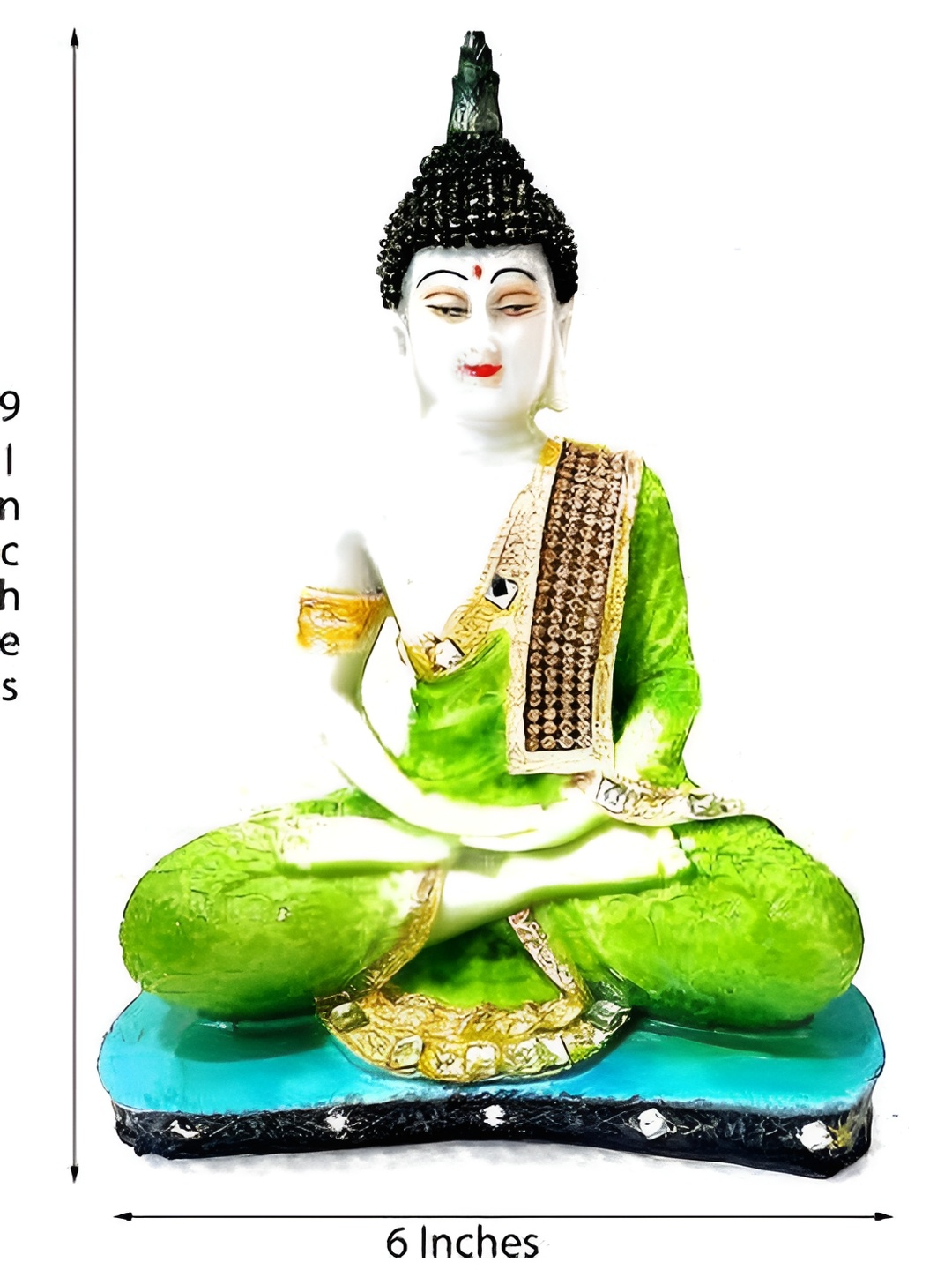 

GW CREATIONS White & Green Buddha Idol Showpiece