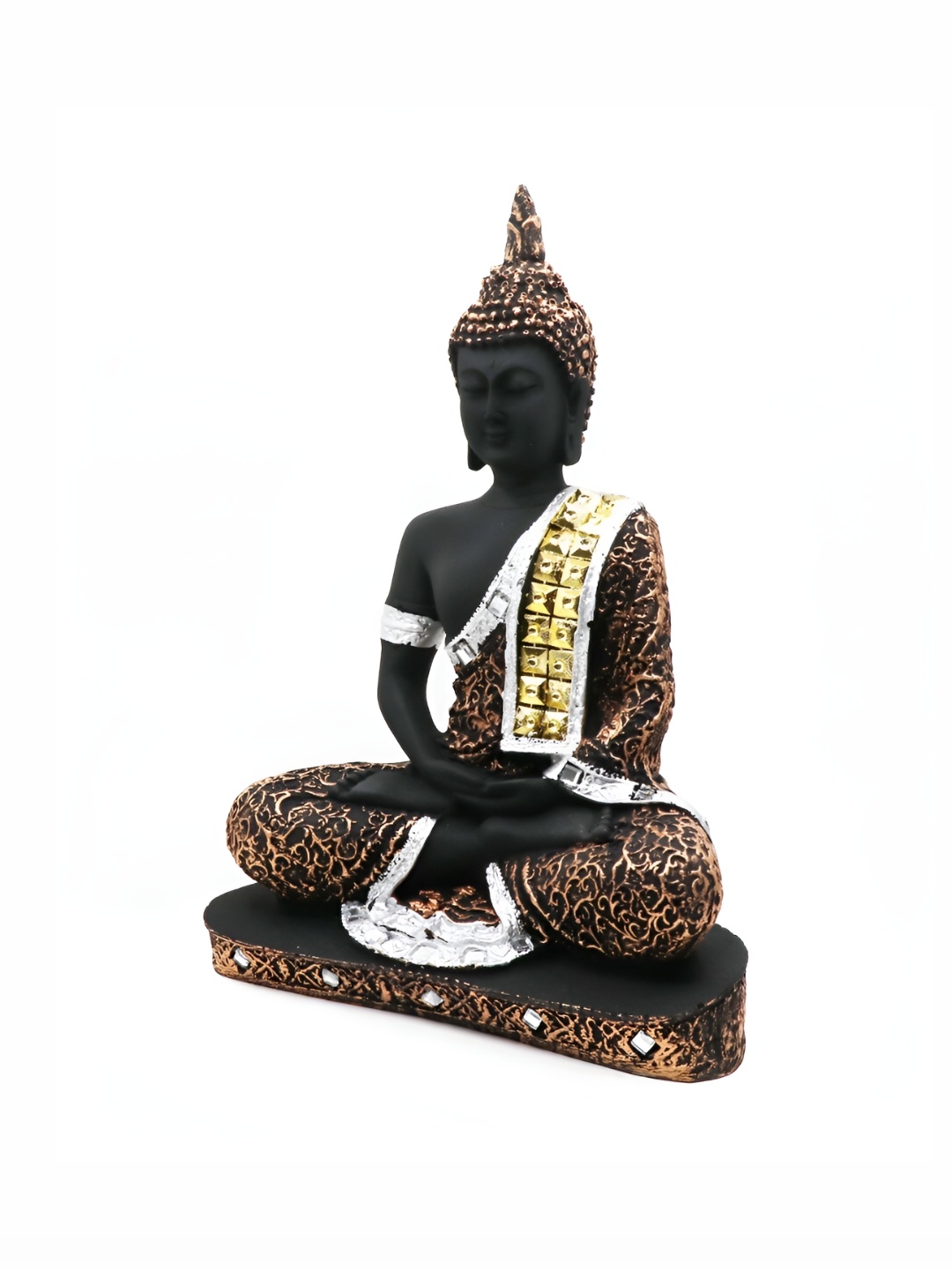 

GW CREATIONS Black & Copper-Toned Marble Medium Buddha Idol Showpiece