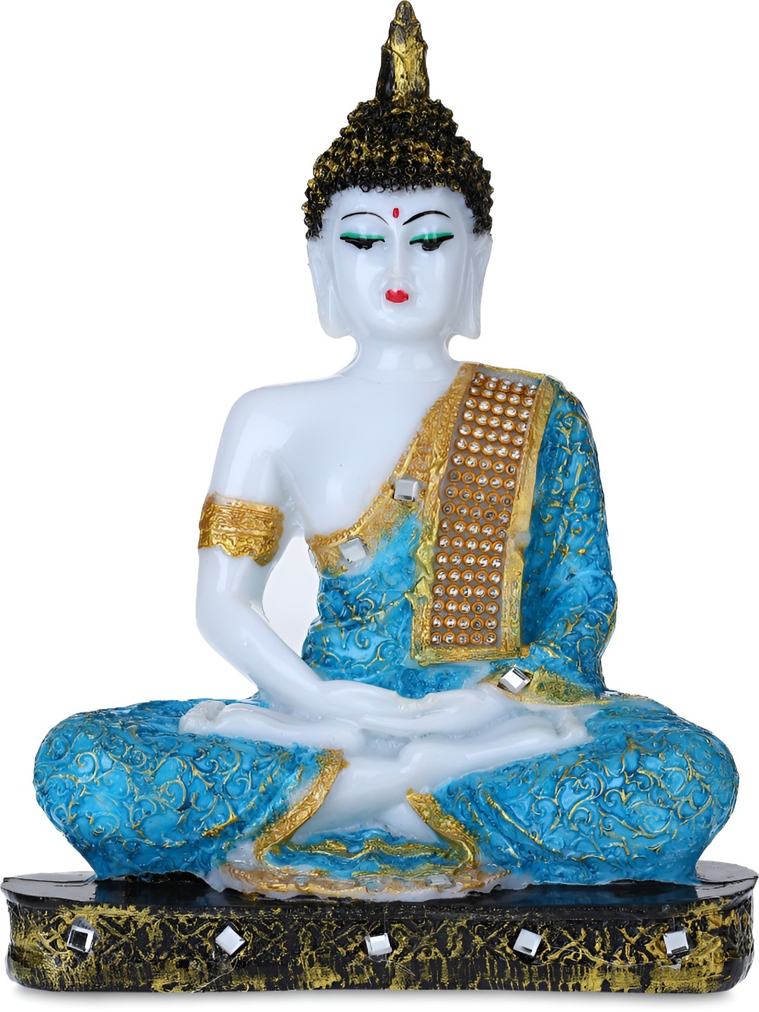 

GW CREATIONS Blue & White Marble Buddha Idol Showpiece