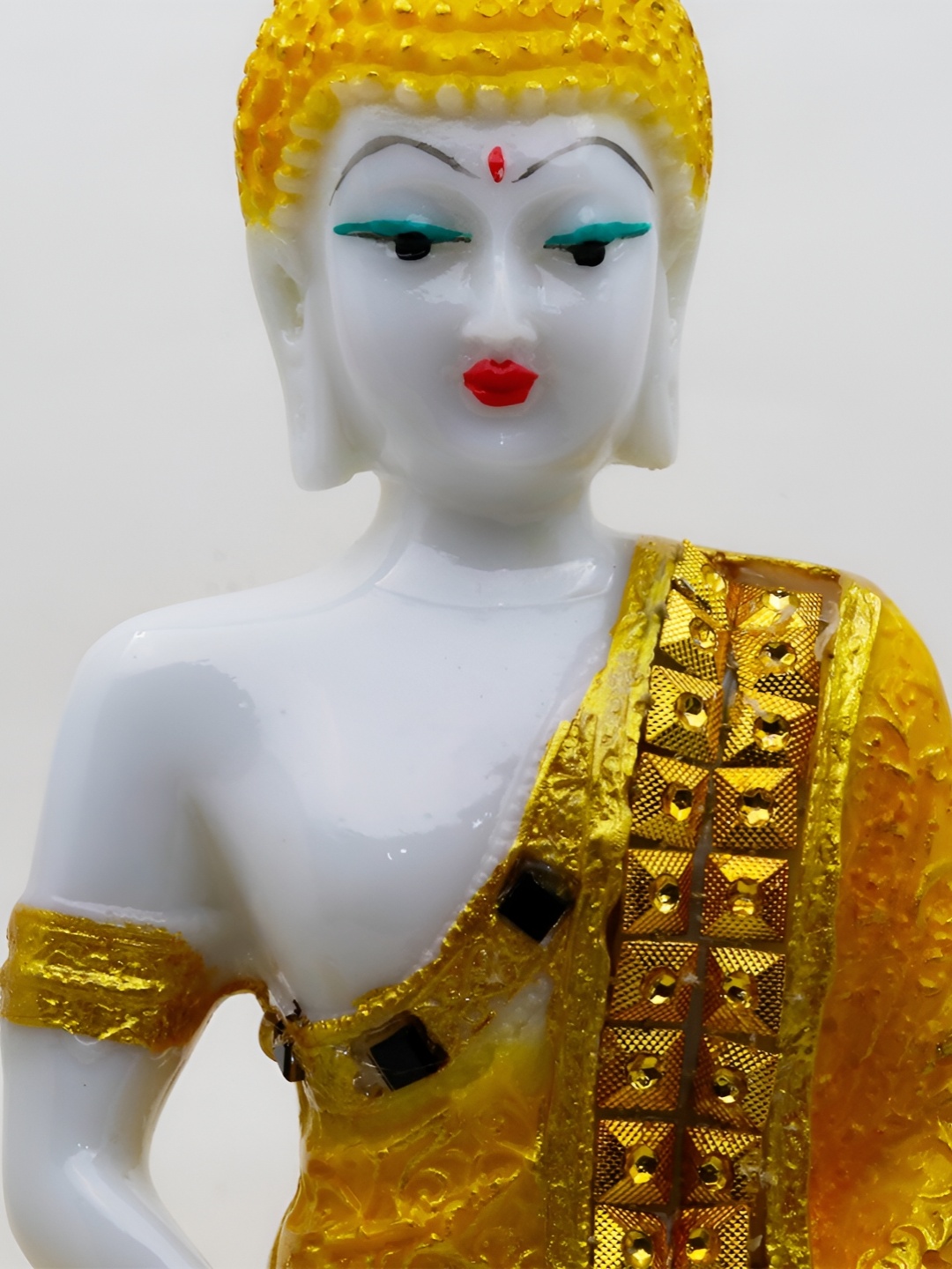 

GW CREATIONS Yellow 7 White Buddha Polyresin Idol Showpiece