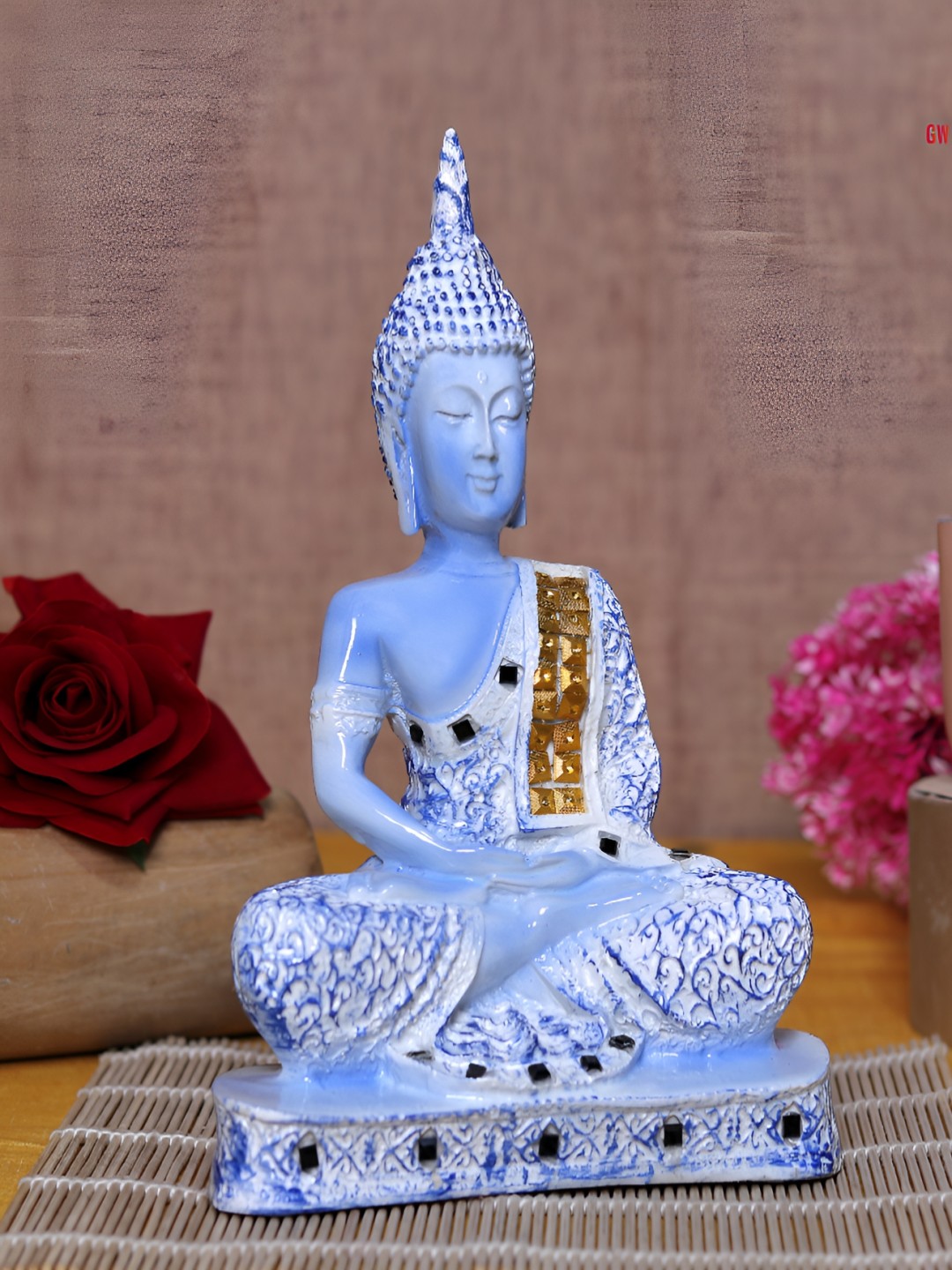 

GW CREATIONS Blue & White Buddha Idol Showpiece