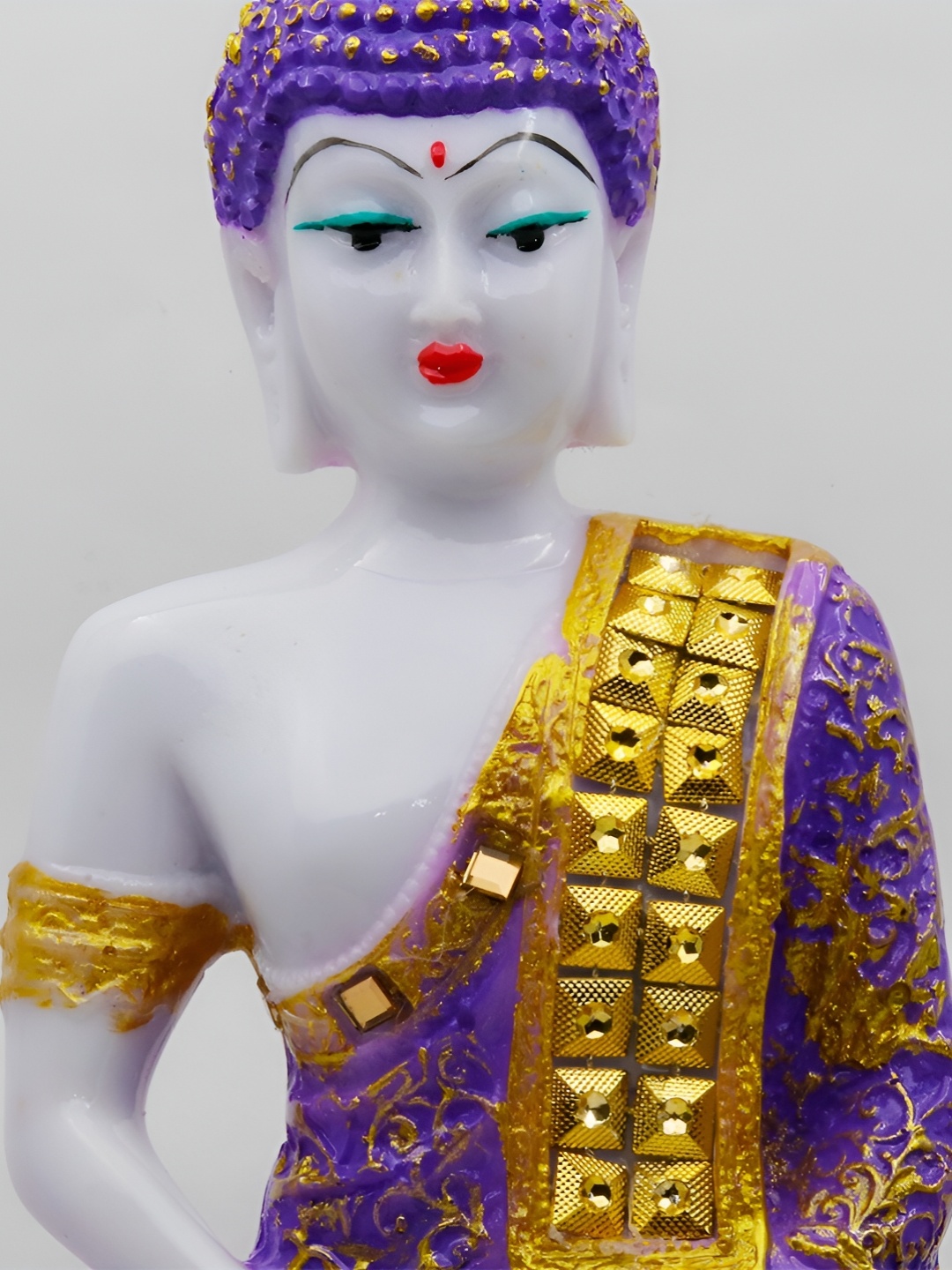

GW CREATIONS White & Purple Marble Buddha Idol Showpiece