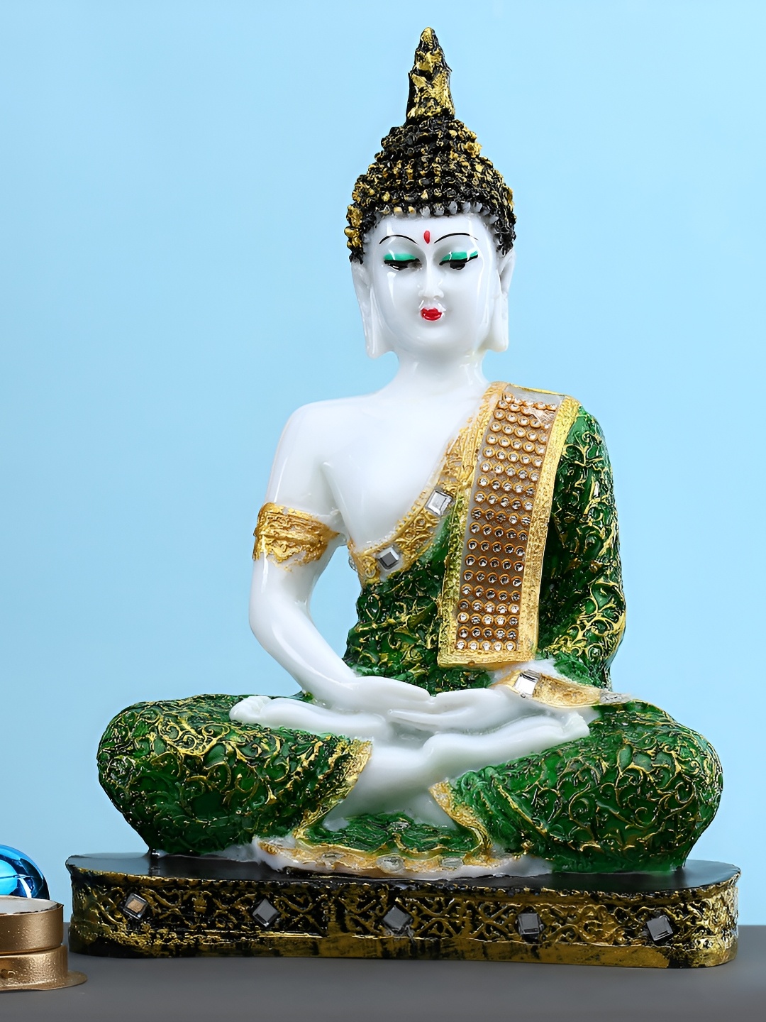 

GW CREATIONS Green & Gold-Toned Buddha Idol Showpiece