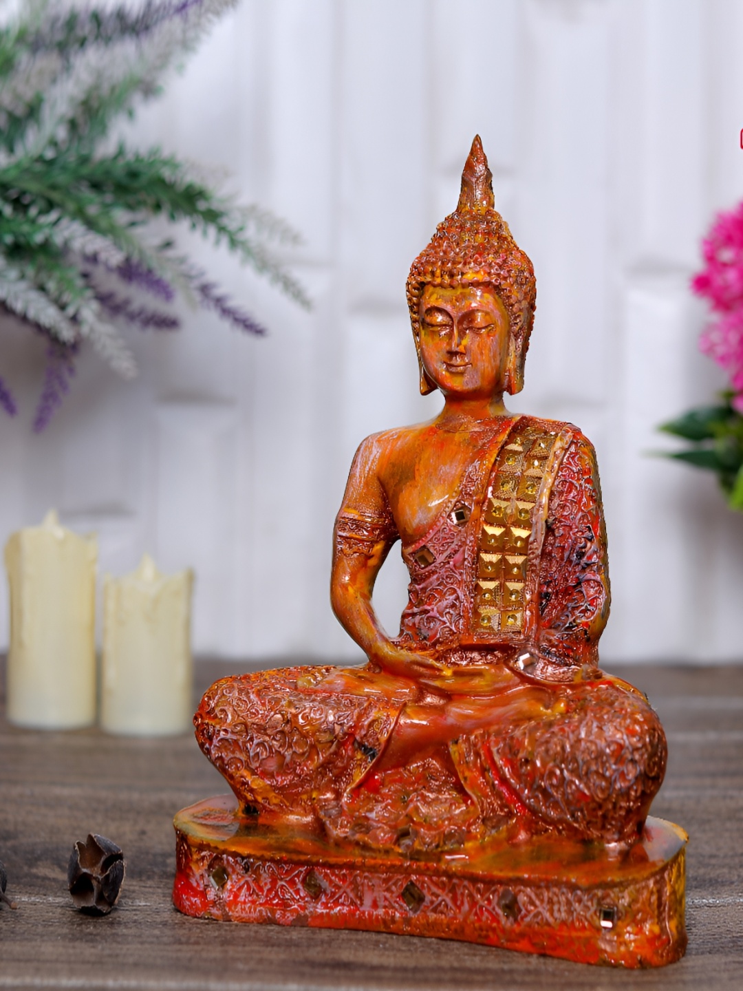 

GW CREATIONS Brown & Gold-Toned Buddha Idol Showpiece
