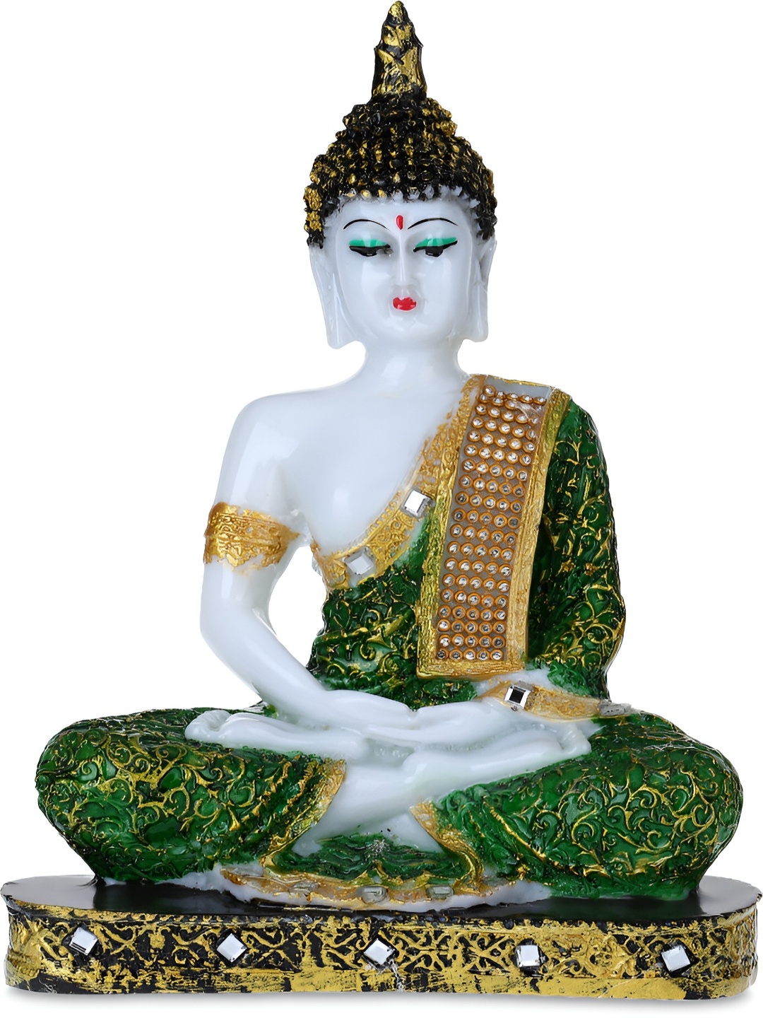 

GW CREATIONS Green & White Buddha Idol Showpiece