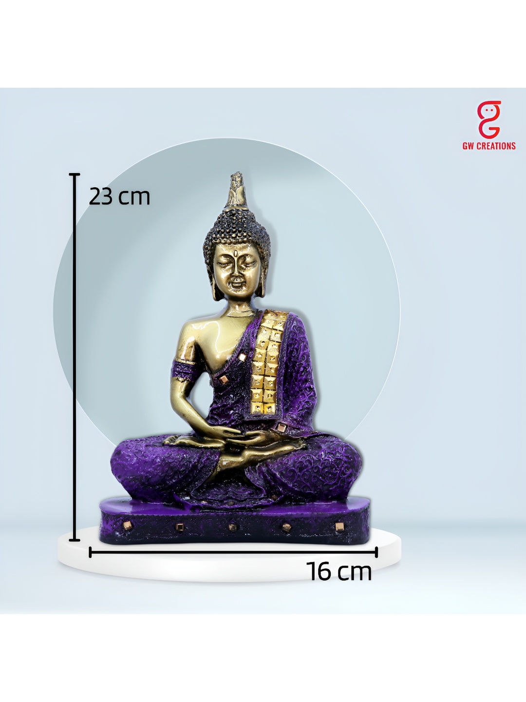 

GW CREATIONS Gold Toned & Purple Buddha Polyresin Idol Showpiece