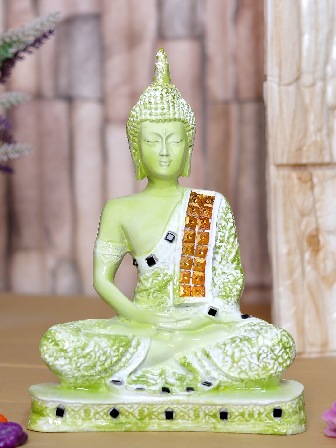 

GW CREATIONS Green & Gold-Toned Buddha Idol Showpiece