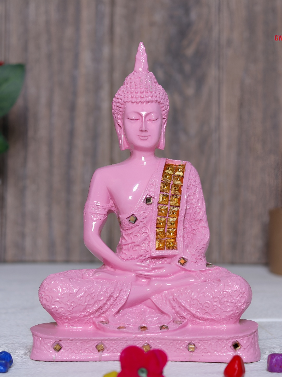 

GW CREATIONS Pink Buddha Idol Showpiece