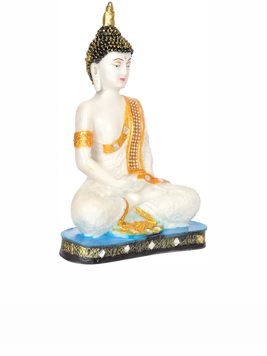 

GW CREATIONS White & Gold-Toned Medium Buddha Idol Showpiece