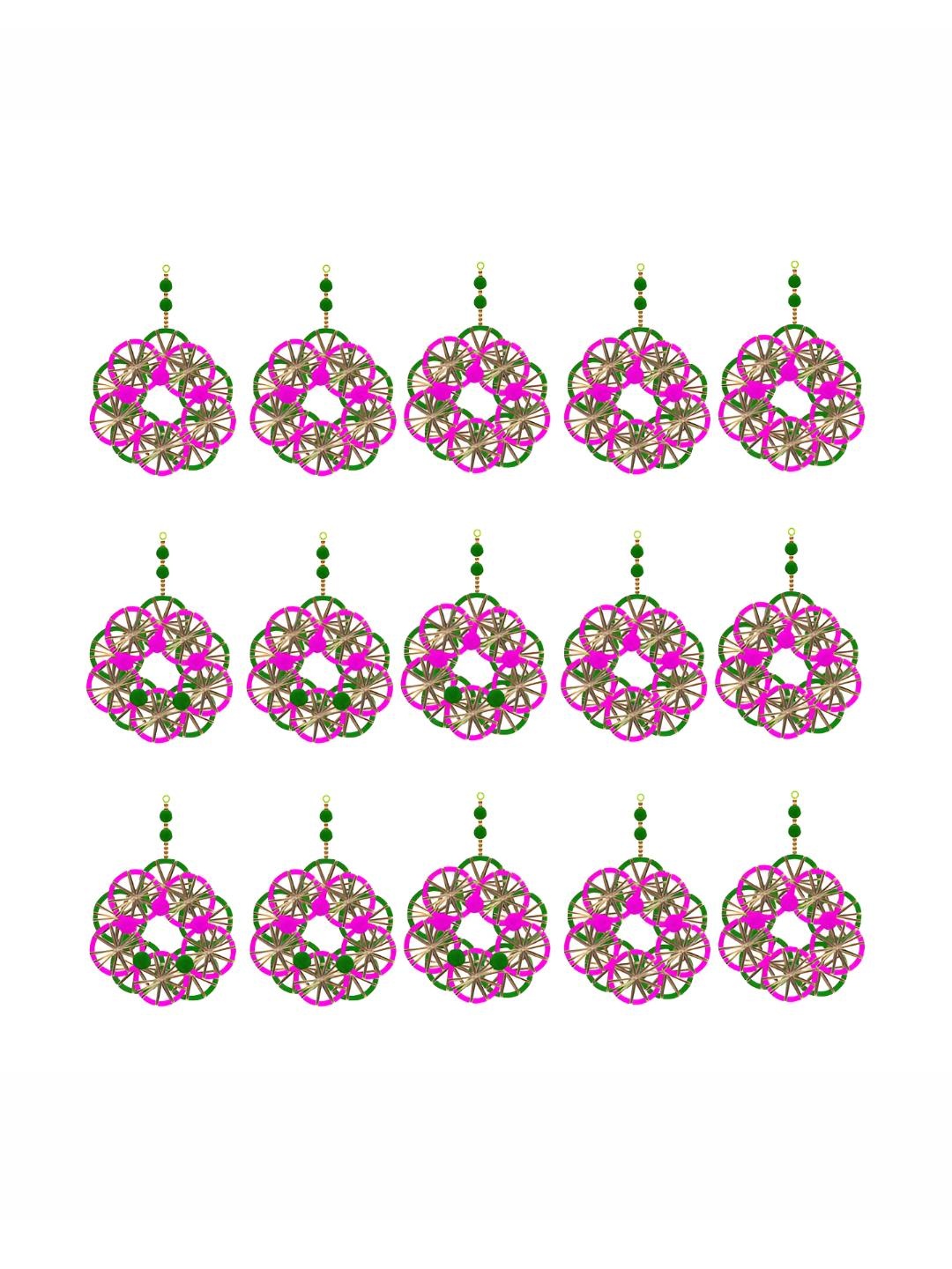 

iHandikart Pink & Green 15 Pieces Hanging Festive Decor