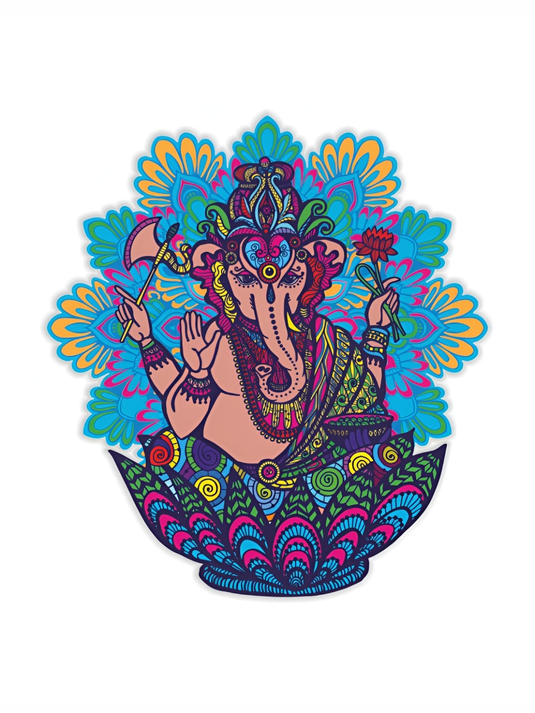 

CVANU Blue & Pink Ganesh Painted Self-Adhesive Waterproof Wall Sticker