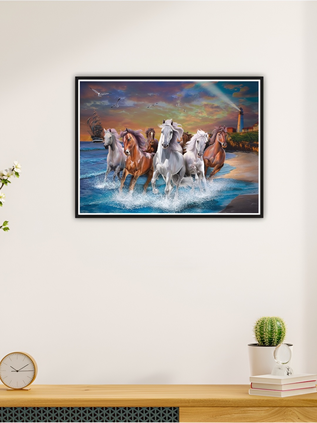 

CVANU Brown & Blue Running Horses Printed Self-Adhesive Wall Sticker