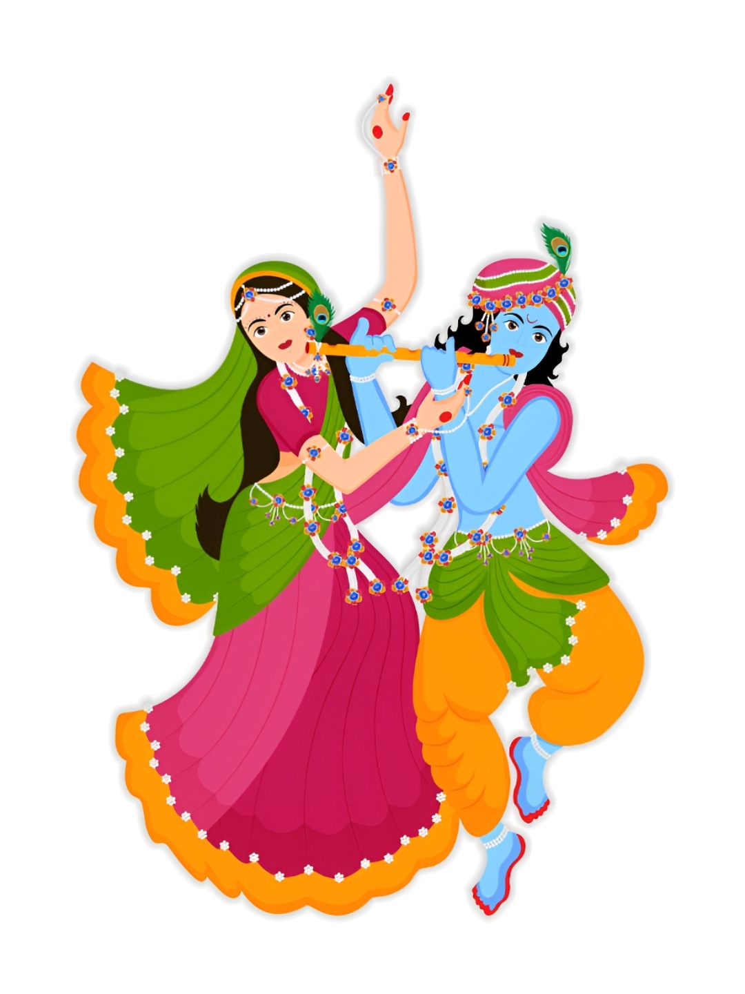 

CVANU Pink & Green Radha Krisna Painted Self-Adhesive Waterproof Wall Sticker