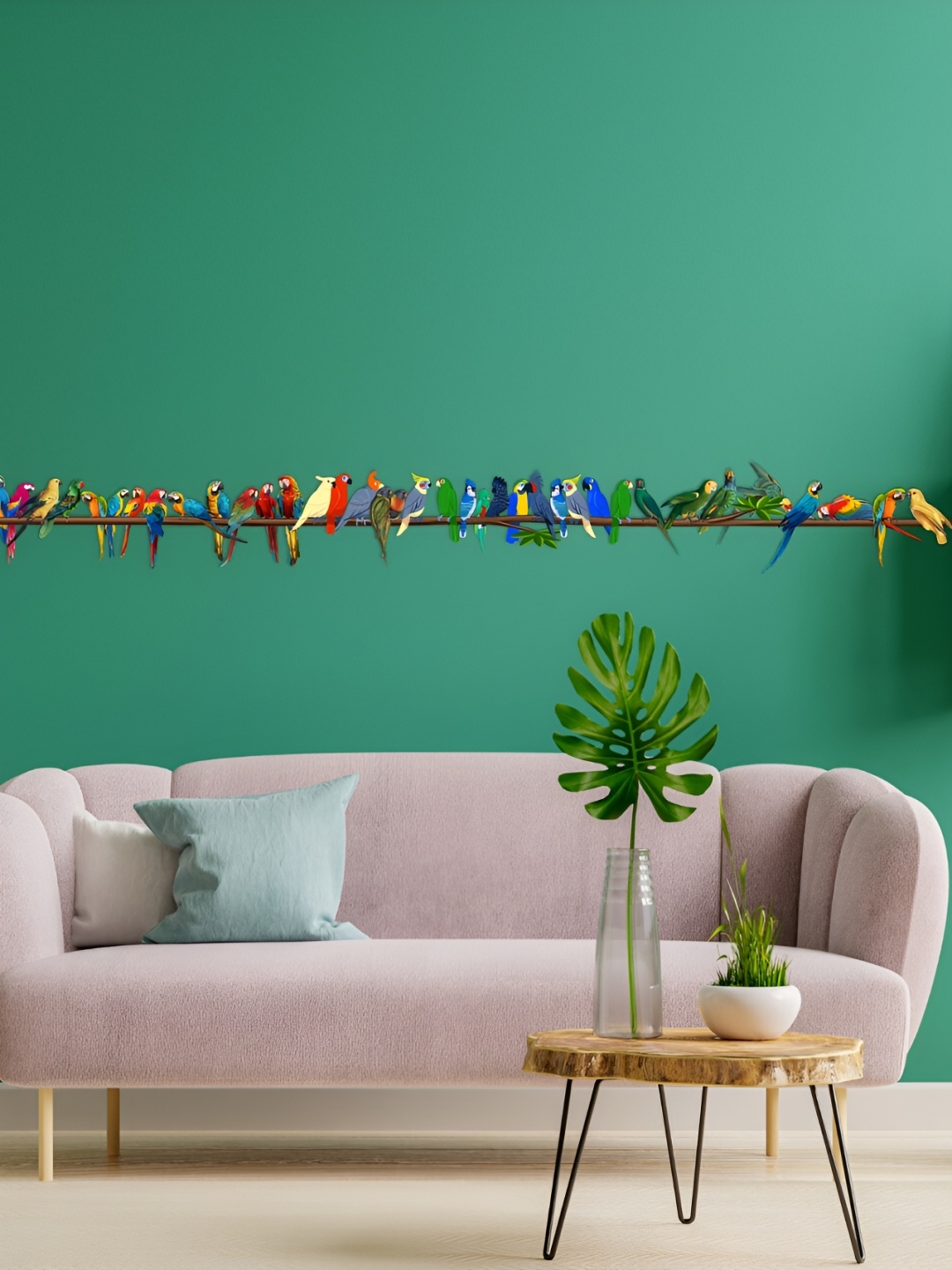 

CVANU Green & Red Birds Printed Self Adhesive Wall Sticker