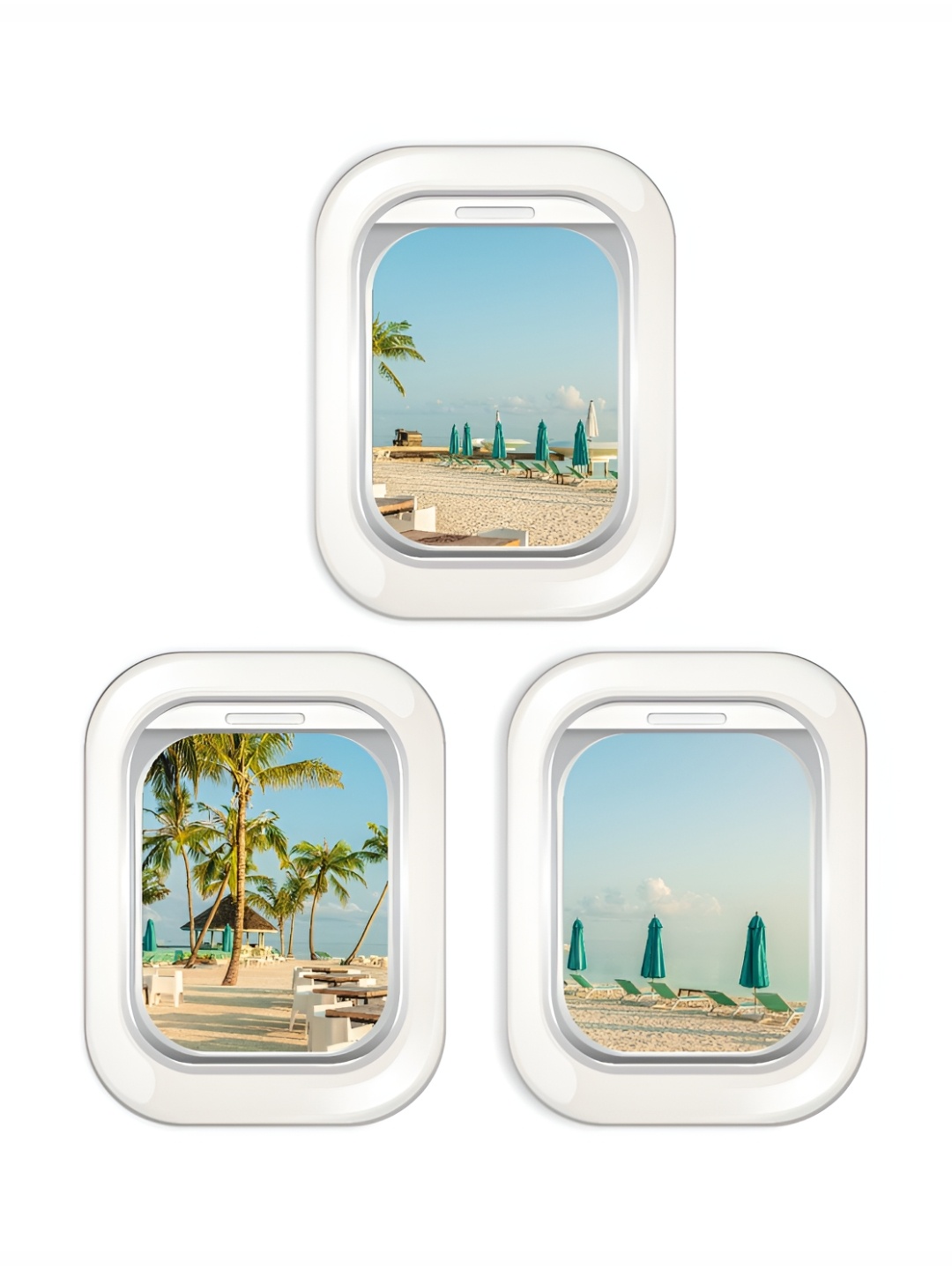 

CVANU 3 Pieces Green & Blue Aeroplane Window Printed Self-Adhesive Wall Stickers