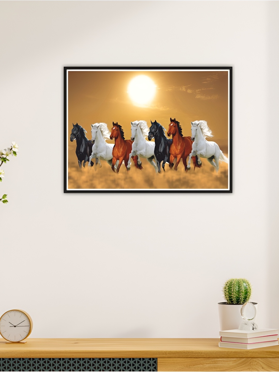 

CVANU Brown & White Horse Printed Self Adhesive Wall Sticker