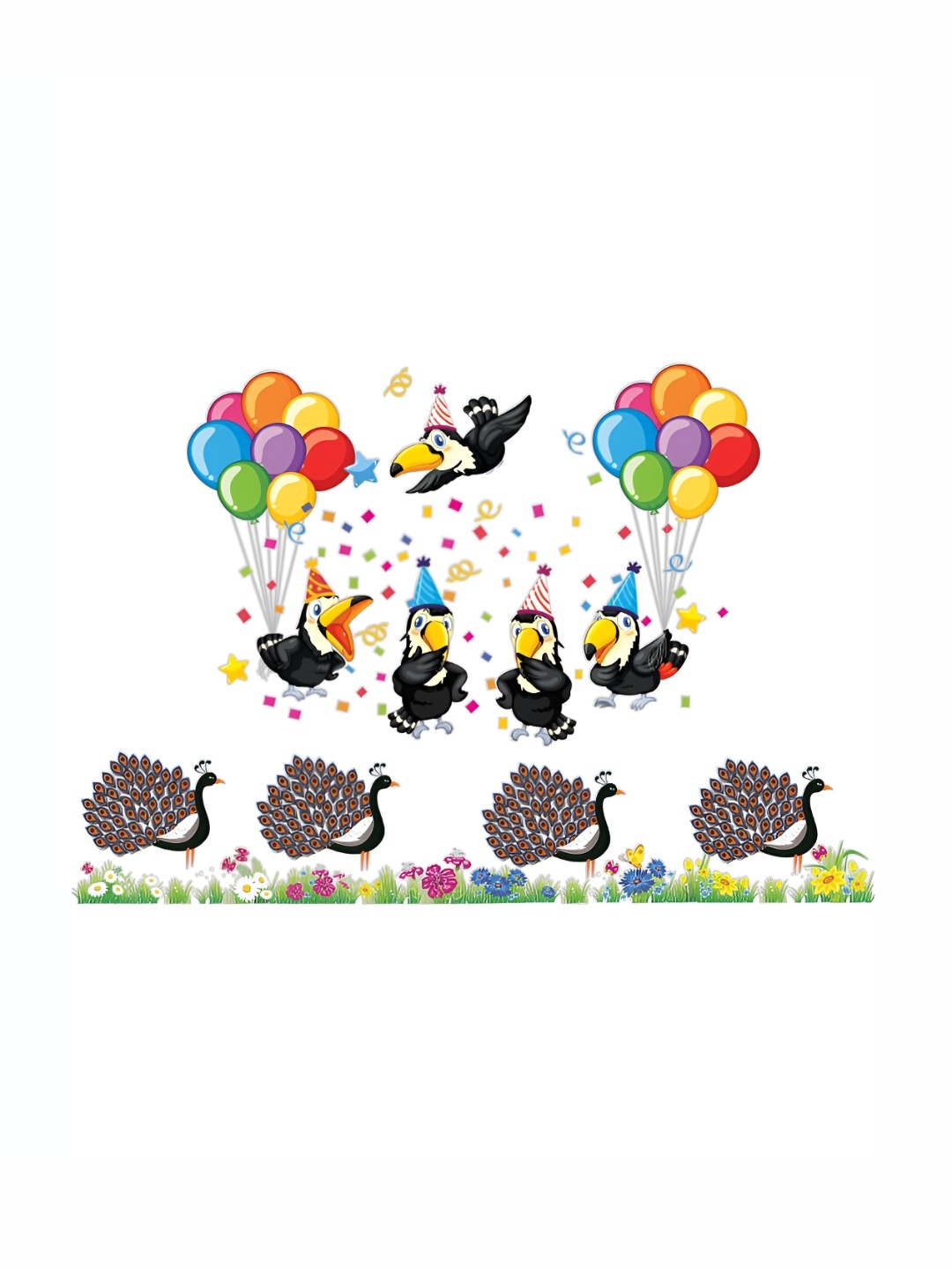 

CVANU Black & Green Birds Printed Self-Adhesive Wall Sticker