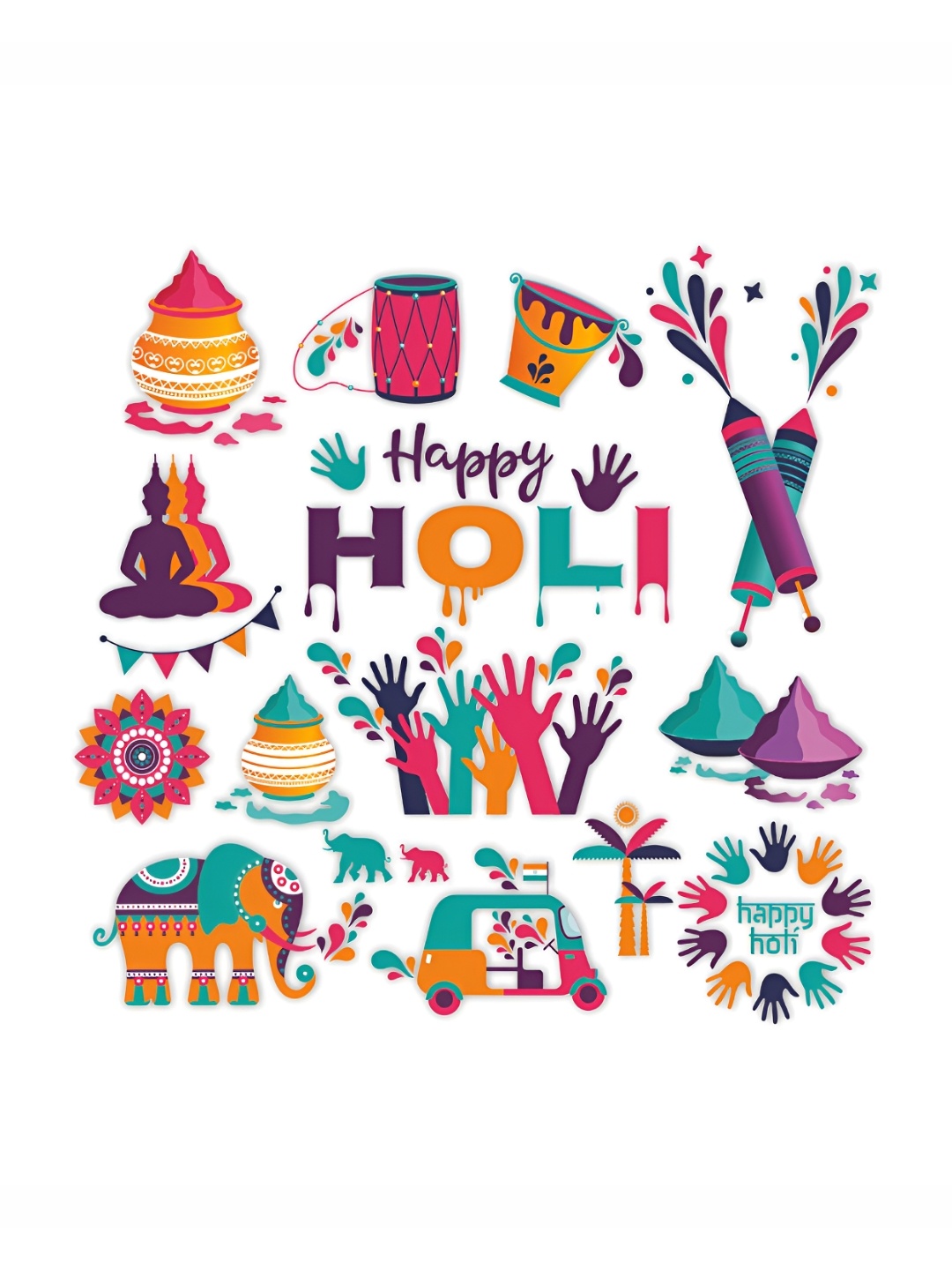 

CVANU Purple & Blue Holi Theme Printed Self-Adhesive Wall Sticker