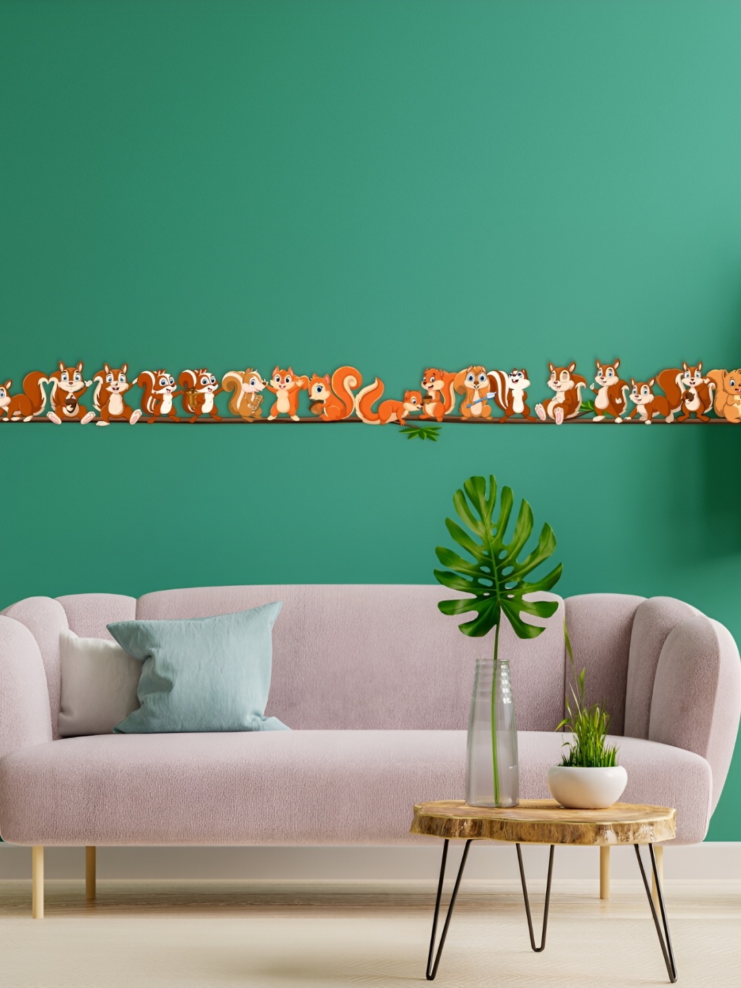 

CVANU Brown & White Printed Self Adhesive Wall Sticker