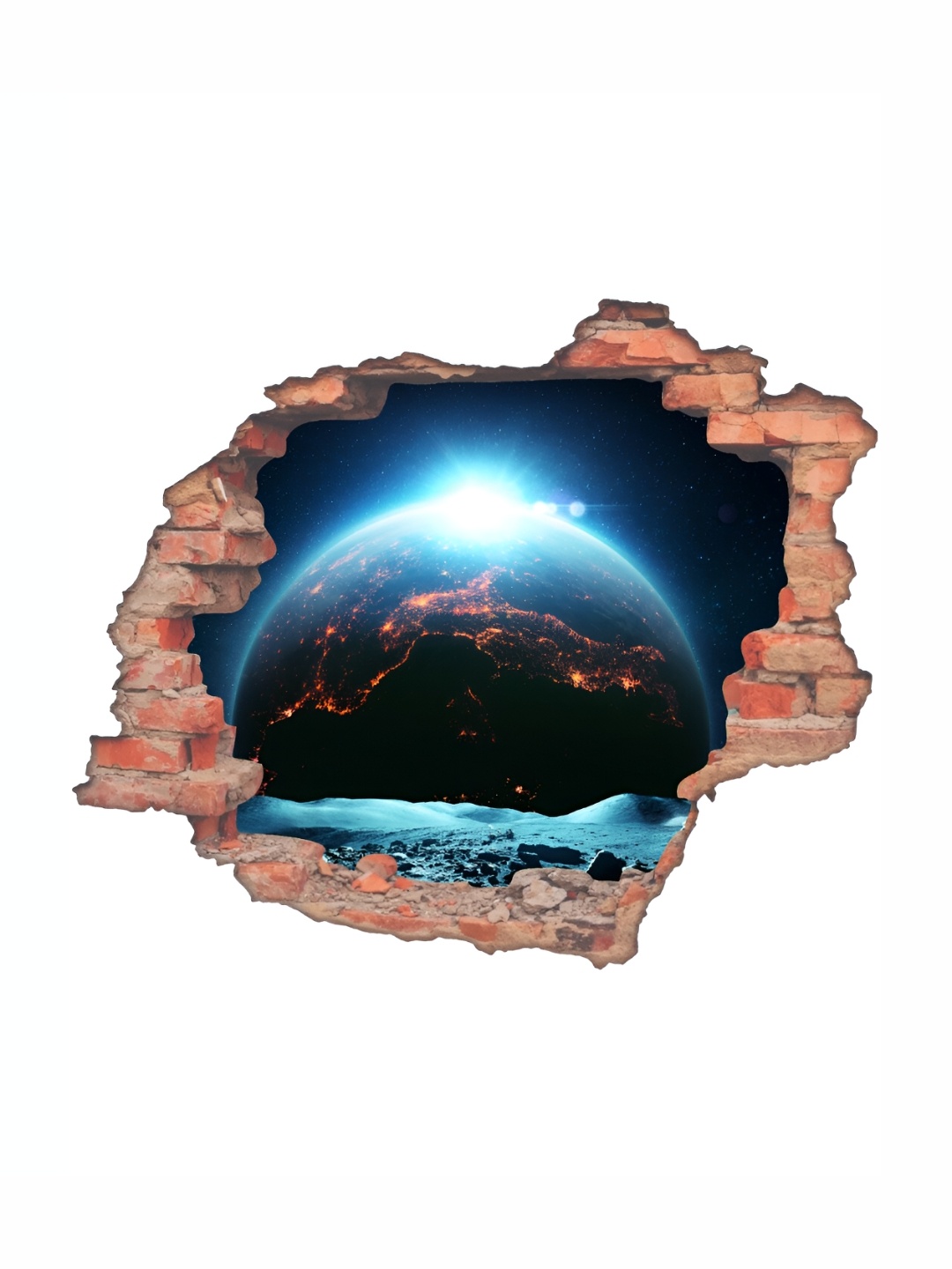 CVANU Blue & Brown Printed Self-Adhesive Wall Sticker