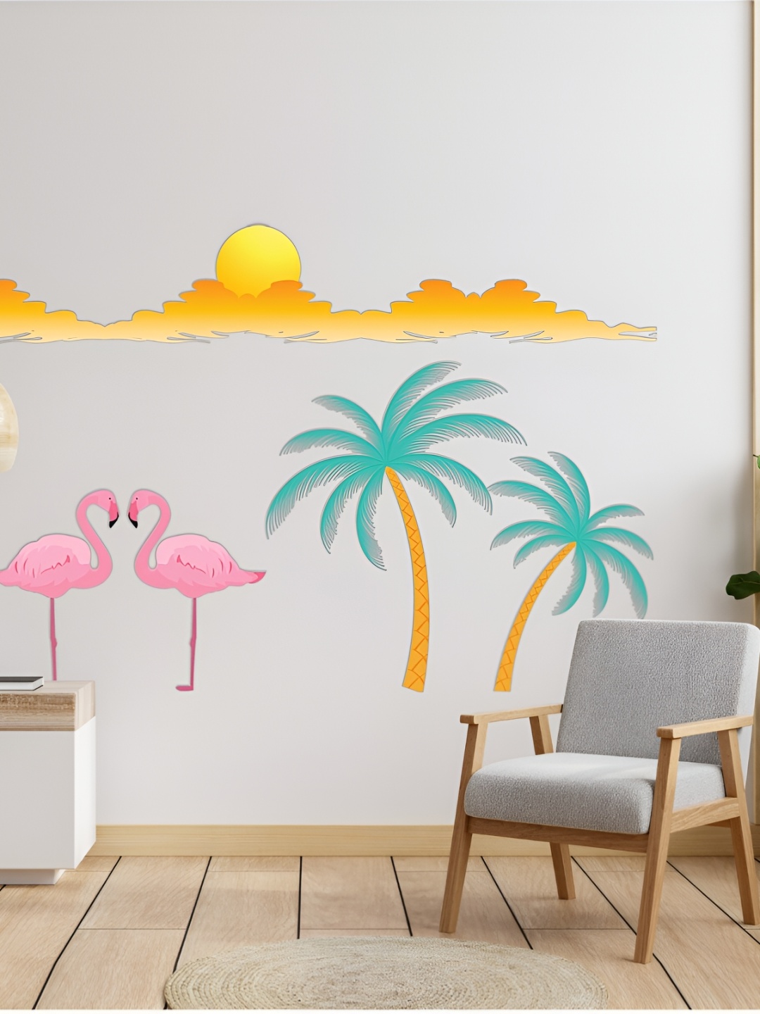 

CVANU Pink Printed Self-Adhesive Wall Sticker, Yellow