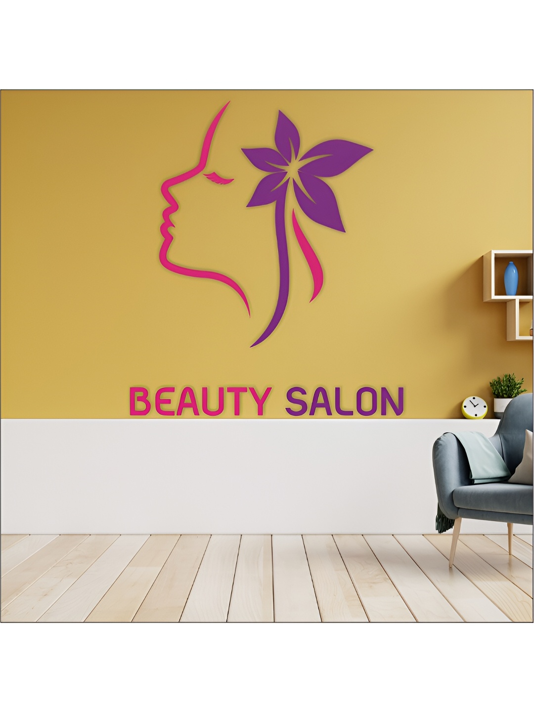 

CVANU Pink & Purple Beauty & Salon Printed Self-Adhesive Wall Sticker