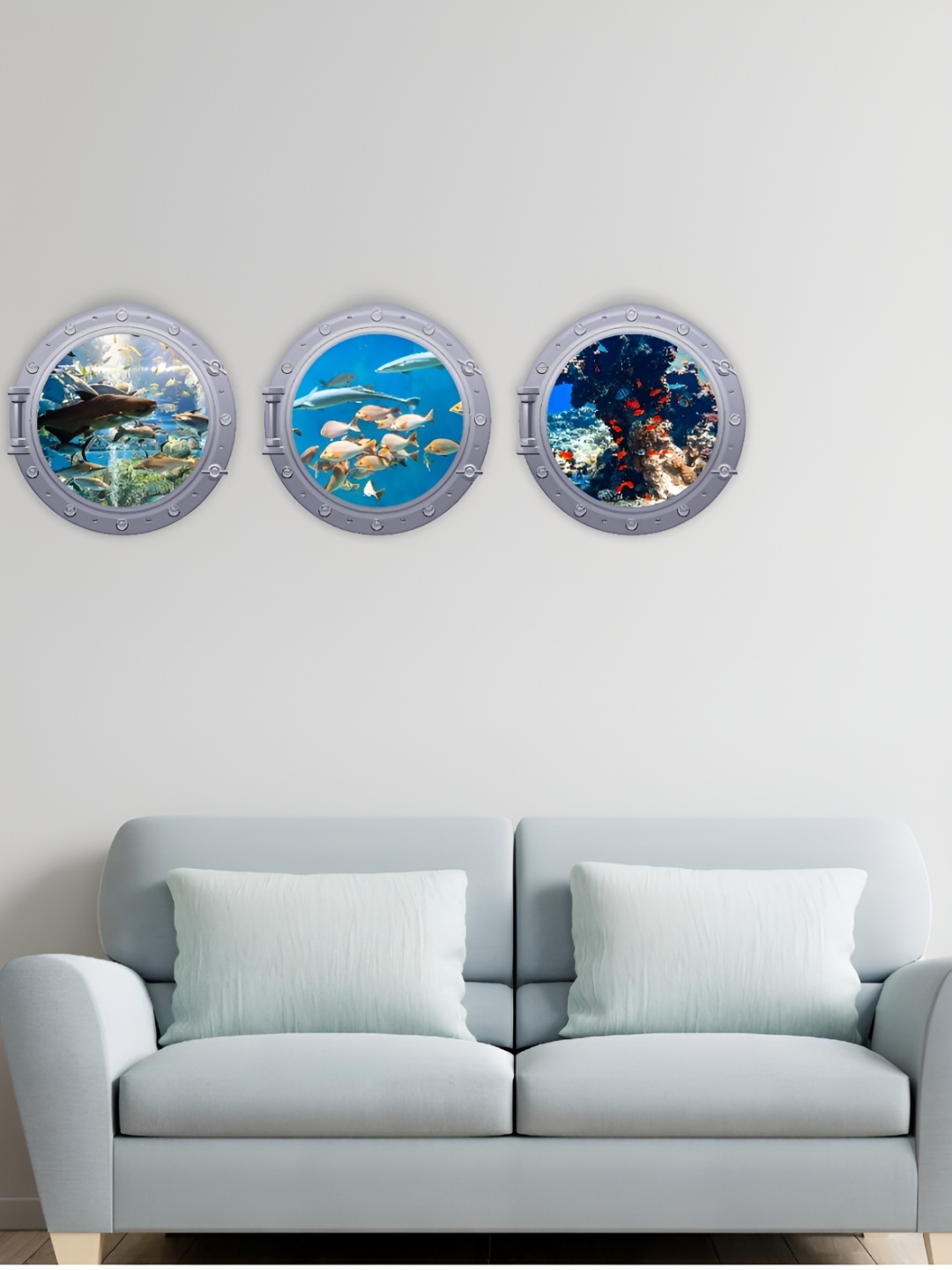 

CVANU Green & Blue 3 Pieces Underwater Printed Self-Adhesive Wall Stickers