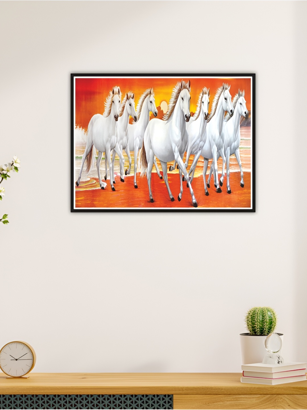 

CVANU Red & White Running Horses Printed Self-Adhesive Wall Sticker